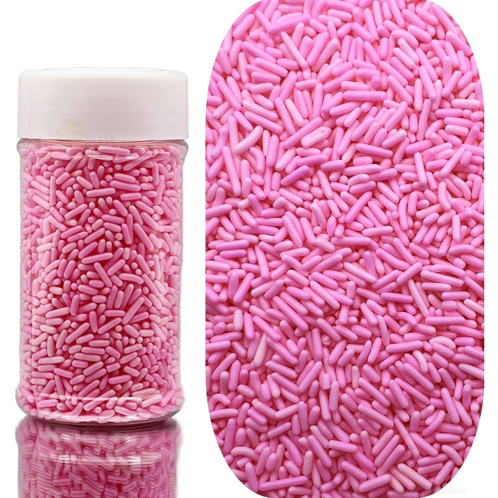 Se Si&Moos Pink Jimmies Sprinkles Edible Pink Sprinkles Soft Jimmies Soft Sprinkles For Topping Ice Cream, Cookies, Cakes, Cupcakes, Dessert Decorating 2.75 Oz
