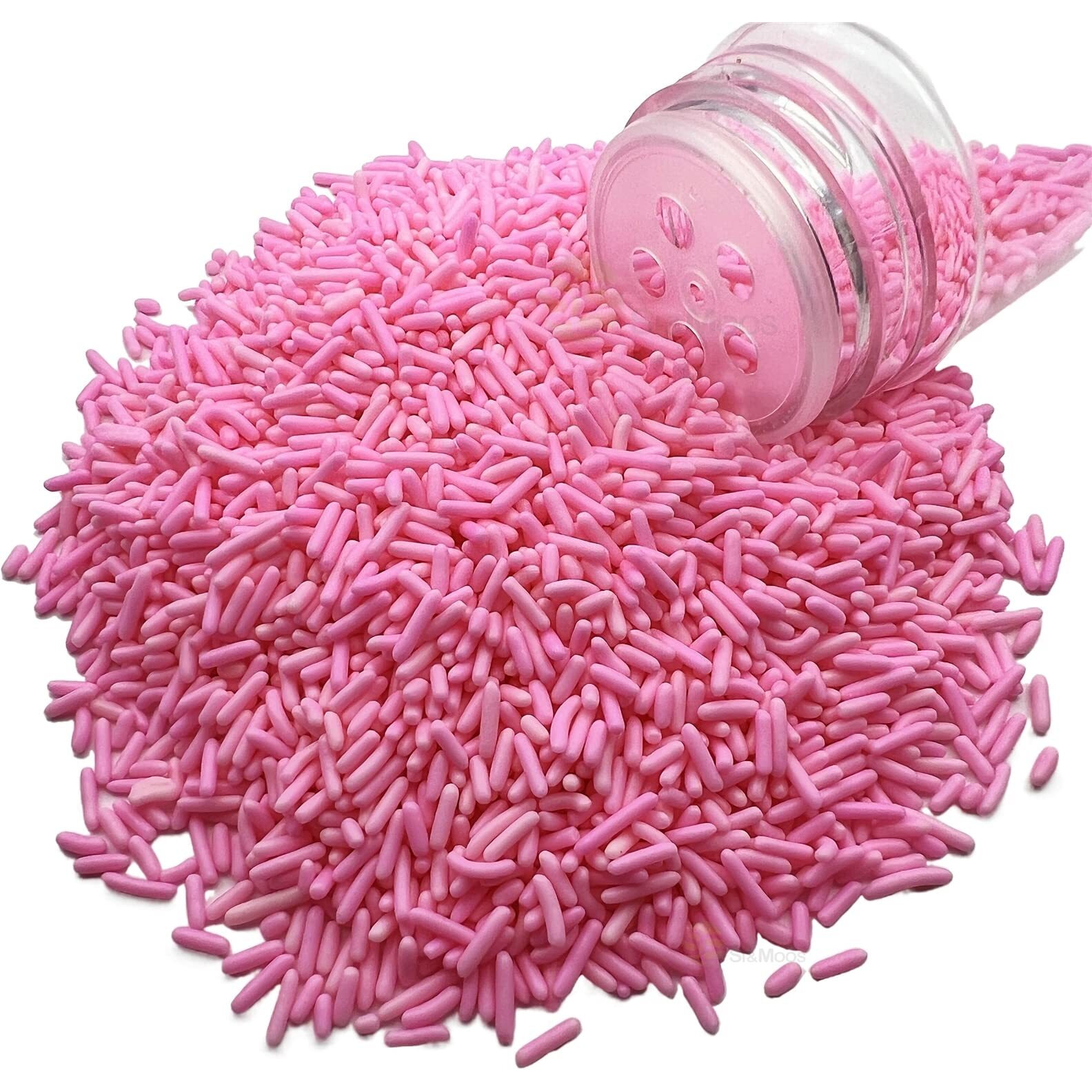 Se Si&Moos Pink Jimmies Sprinkles Edible Pink Sprinkles Soft Jimmies Soft Sprinkles For Topping Ice Cream, Cookies, Cakes, Cupcakes, Dessert Decorating 2.75 Oz