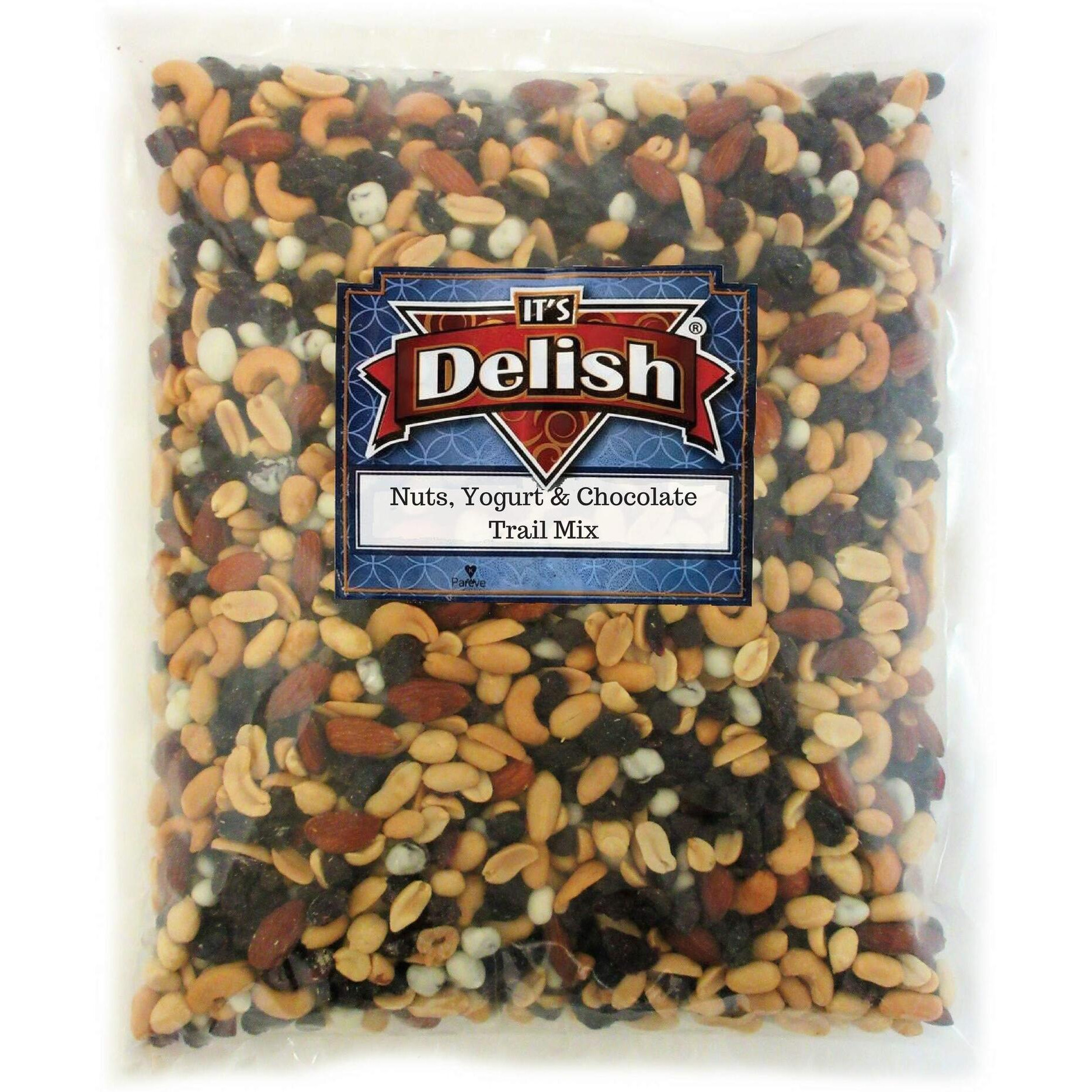 Deluxe Trail Mix With Greek Yogurt, Chocolate, Fruit And Nuts By Its Delish, 5 Lbs Bulk Bag | Healthy Mix Of Greek Yogurt Coated Raisins & Dark Chocolate Chips, Sweet & Salty Snack | Kosher Dairy