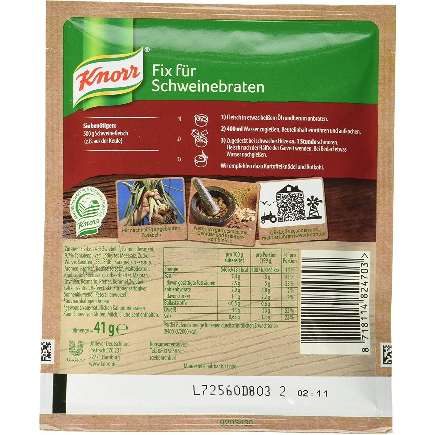 Knorr Fix For Schweinebraten Roast Pork 41G | Pack Of 4
