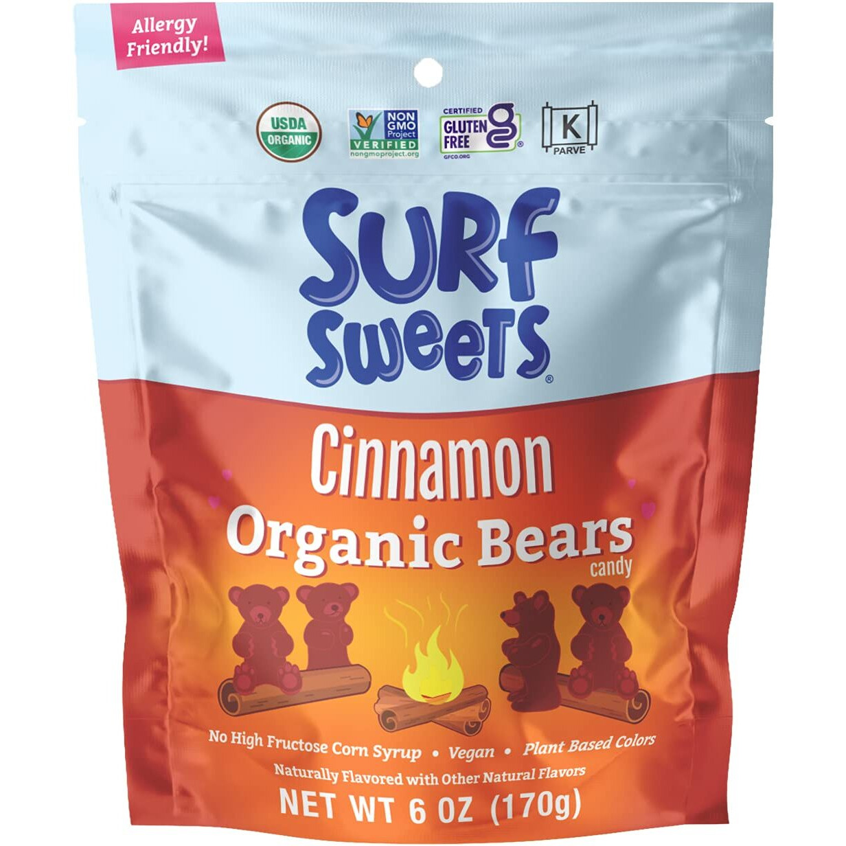 Surf Sweets Organic Bears, Cinnamon, Usda Organic, Vegan, Gluten Free & Non-Gmo, 6 Oz (Pack Of 8)
