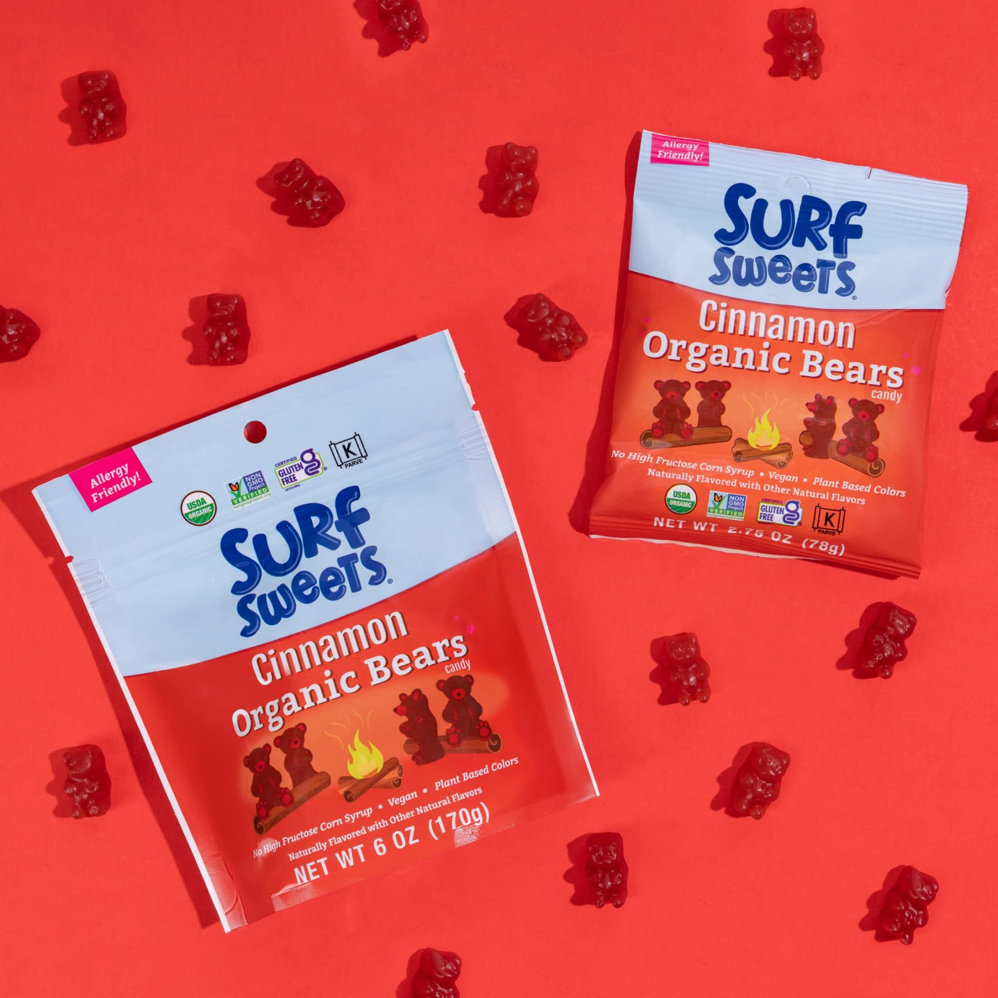 Surf Sweets Organic Bears, Cinnamon, Usda Organic, Vegan, Gluten Free & Non-Gmo, 6 Oz (Pack Of 8)