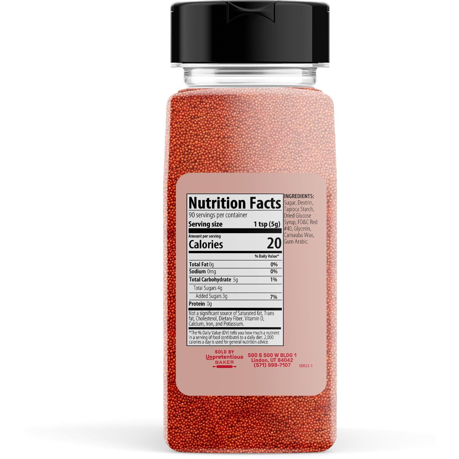 Unpretentious Red Nonpareils, 1 Lb, Dessert Topping, Bright Red Color, Round Sprinkles