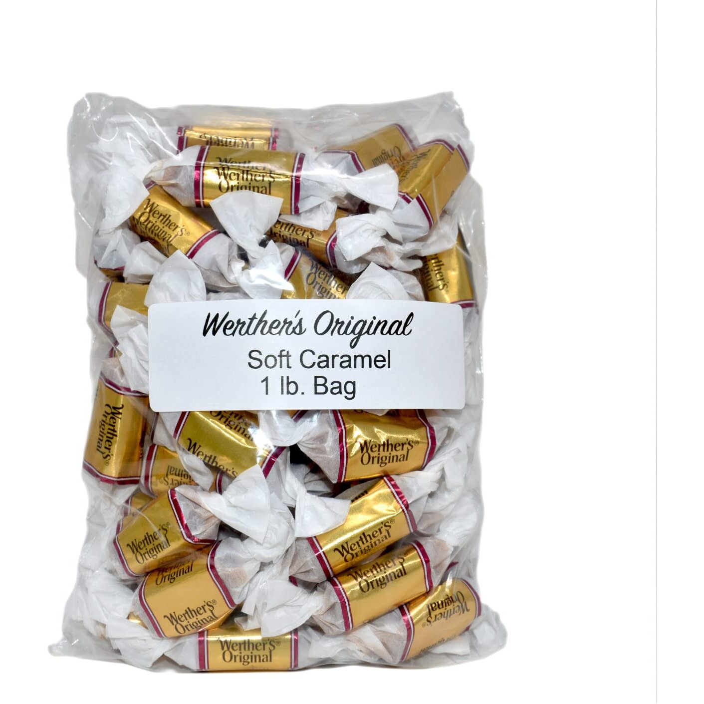 Bulk Werthers Original Hard Candy | Bulk Candy Individually Wrapped | Werthers Caramel Candy | 1 Lb Individual Flavor Bag | Includes Aromatik Mint Card (Soft Caramel)