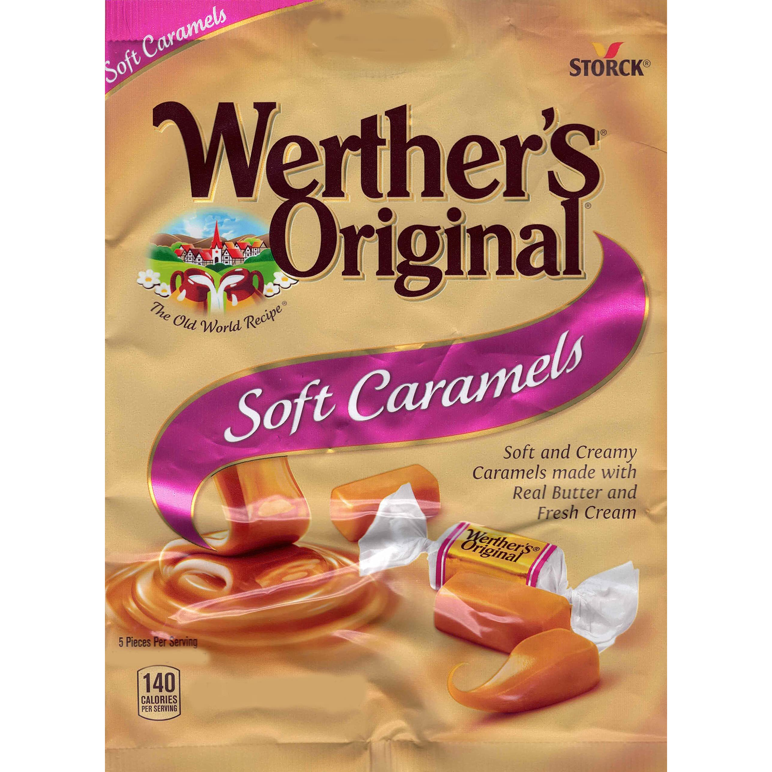 Bulk Werthers Original Hard Candy | Bulk Candy Individually Wrapped | Werthers Caramel Candy | 1 Lb Individual Flavor Bag | Includes Aromatik Mint Card (Soft Caramel)