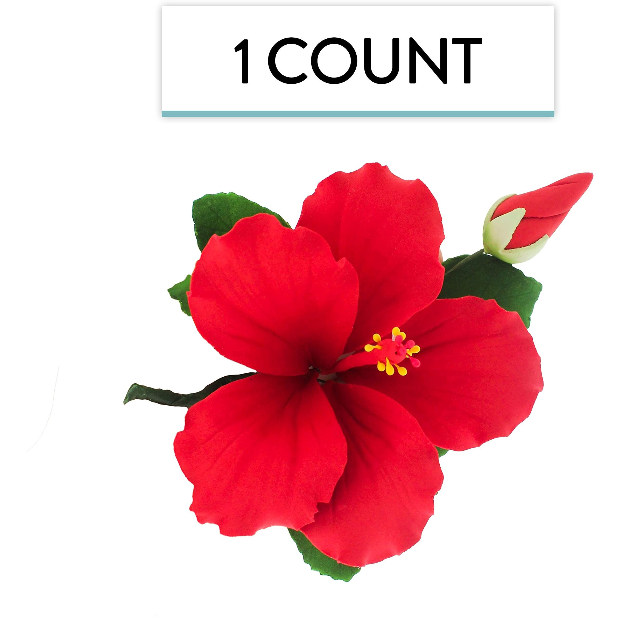 Global Sugar Art Hibiscus Sugar Cake Flowers Spray, Red Hawaiian Cake Flower Large, 1 Count By Chef Alan Tetreault
