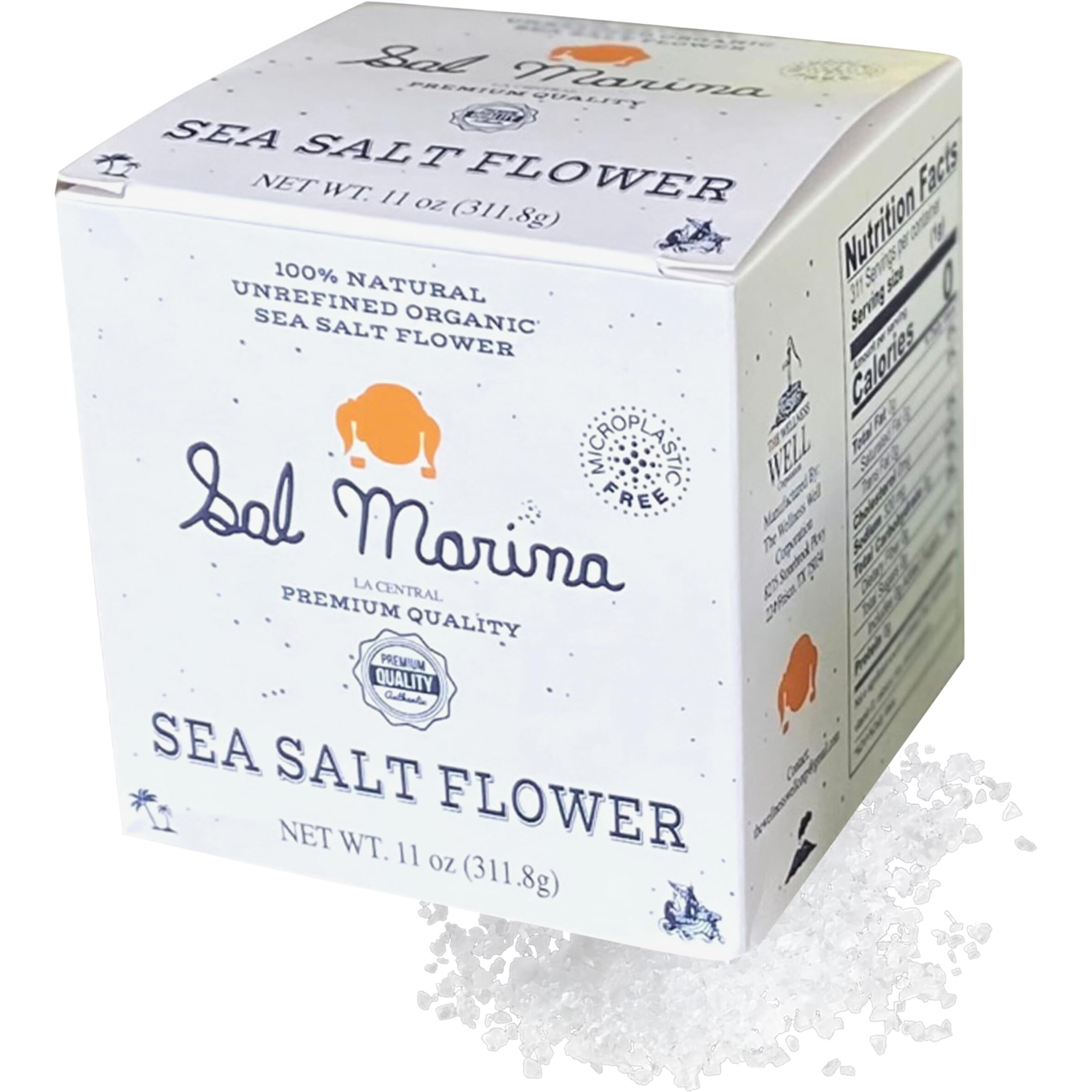 Sal Marina | Unrefined Sea Salt Flower 11Oz | Kosher Salt 100% Natural - Vegan Gluten Free Organic Table Salt Seasoning Food