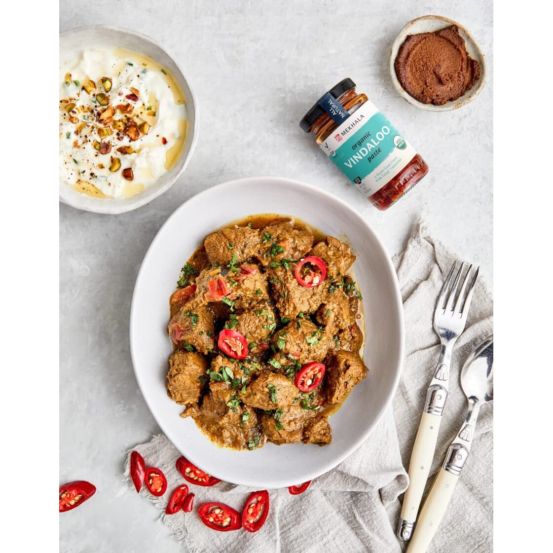 Mekhala Organic Vindaloo Indian Cooking Paste. Versatile Sauce, Marinade, Cooking Paste. Hot. Organic Vegan Gluten-Free No Added Sugar 3.53Oz