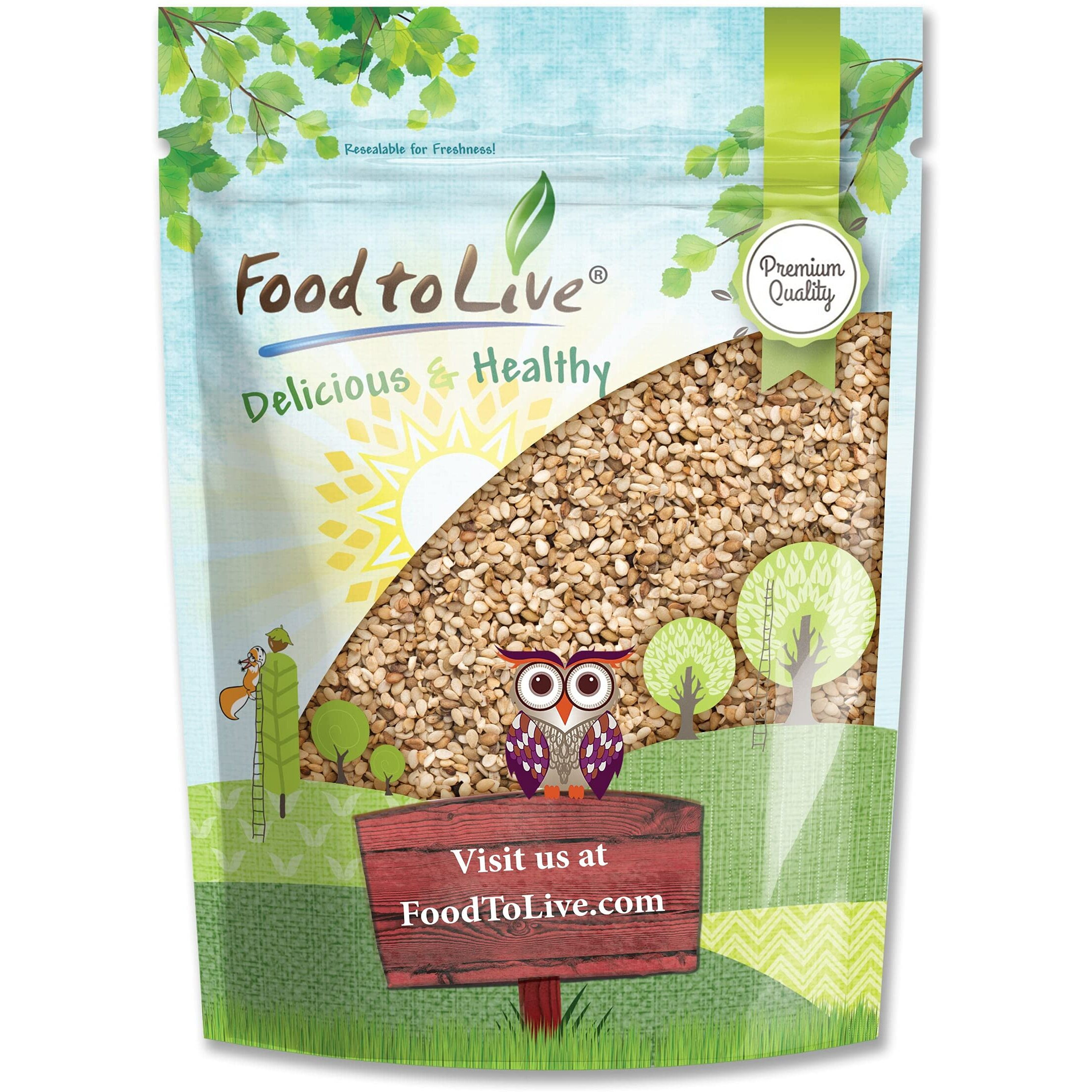 Food To Live Unhulled Sesame Seeds, 1 Pound - Whole Natural Raw White Sesame Seeds, Kosher, Vegan, And Keto, Bulk Sesame. High In Calcium, Iron, And Fiber. Perfect For Stir-Fries, Noodles