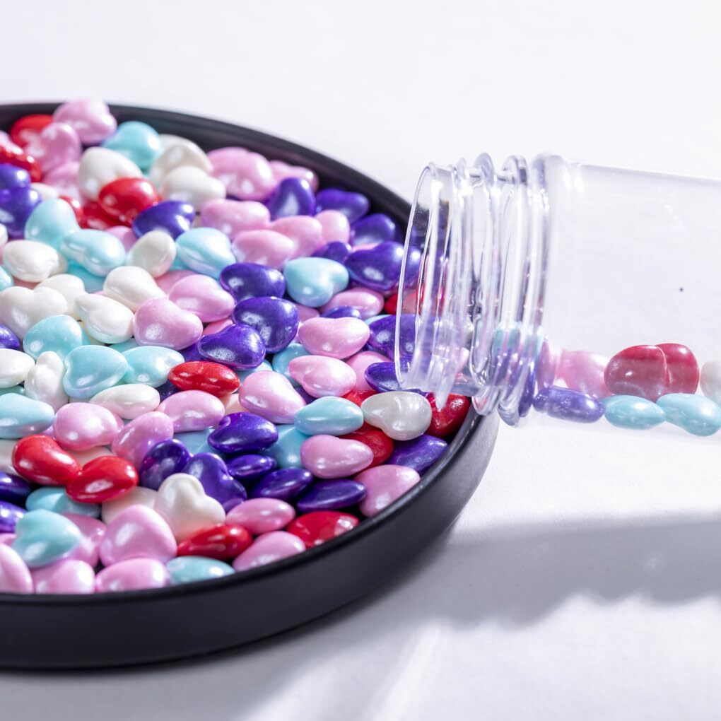 Valentine's Blue Heart Sprinkles,Cake Sprinkles,Cookie Sprinkles,Sugar Pearl, Edible Candy Pearls For Cake 130G 4.6Oz Cupcake Decorationg (Rainbowheart)