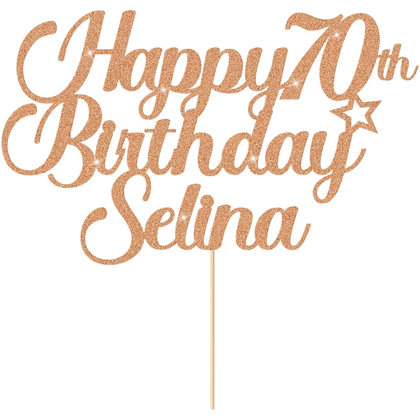 Personalized Happy Birthday Cake Topper Cake Decorations Double Sided Glitter Cake Toppers Custom Gifts For Women Men Friend With Any Age Name On 1St 10Th 20Th 30Th 40Th 50Th (Rose Gold)