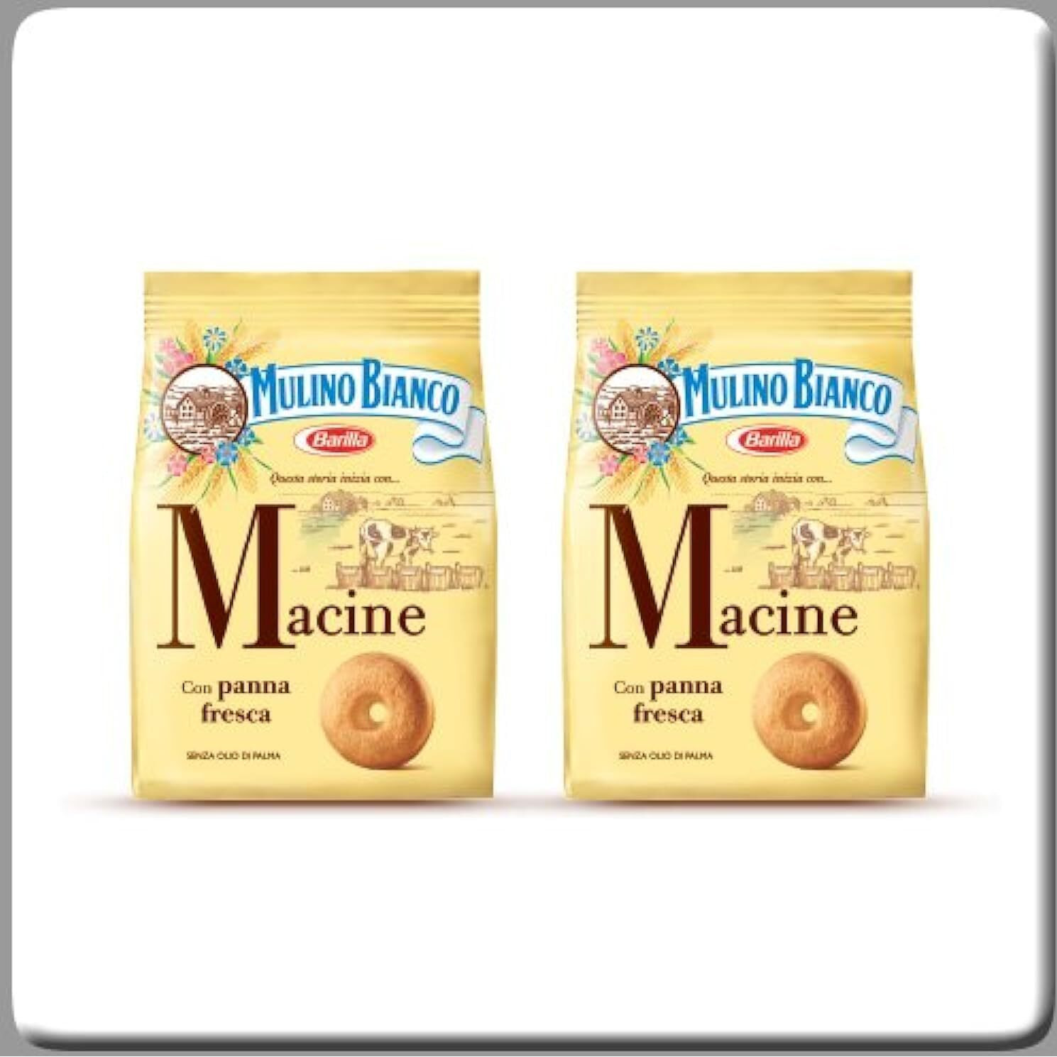 Mulino Bianco "&quotMacine"" Shortbread Cookies Cream - 12.3 Oz (350G) Pack Of 2 [ Italian Import ]