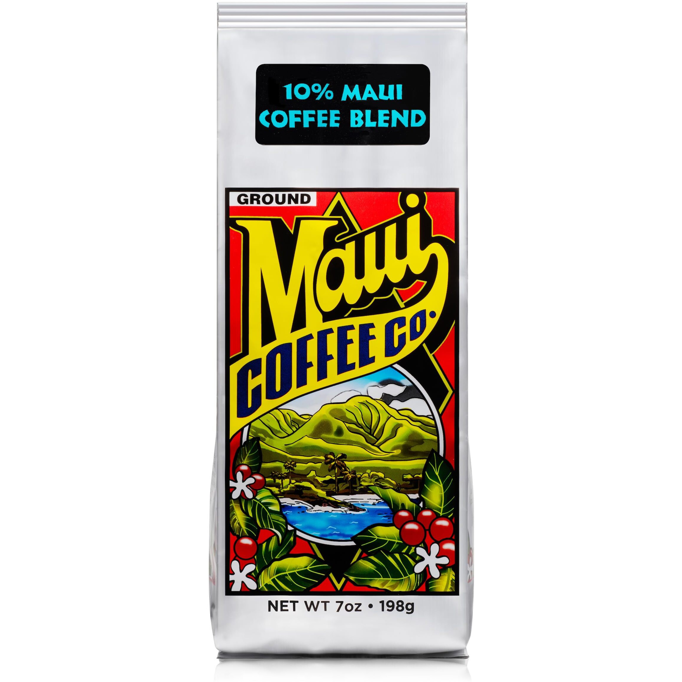 Maui Coffee Company, Maui Blend Coffee, Ground (7 Oz. Bag) - 10% Maui Coffee Ground From Maui, Hawaii, In A Dark Roast With A Medium-Bodied Flavor For Drip Brew