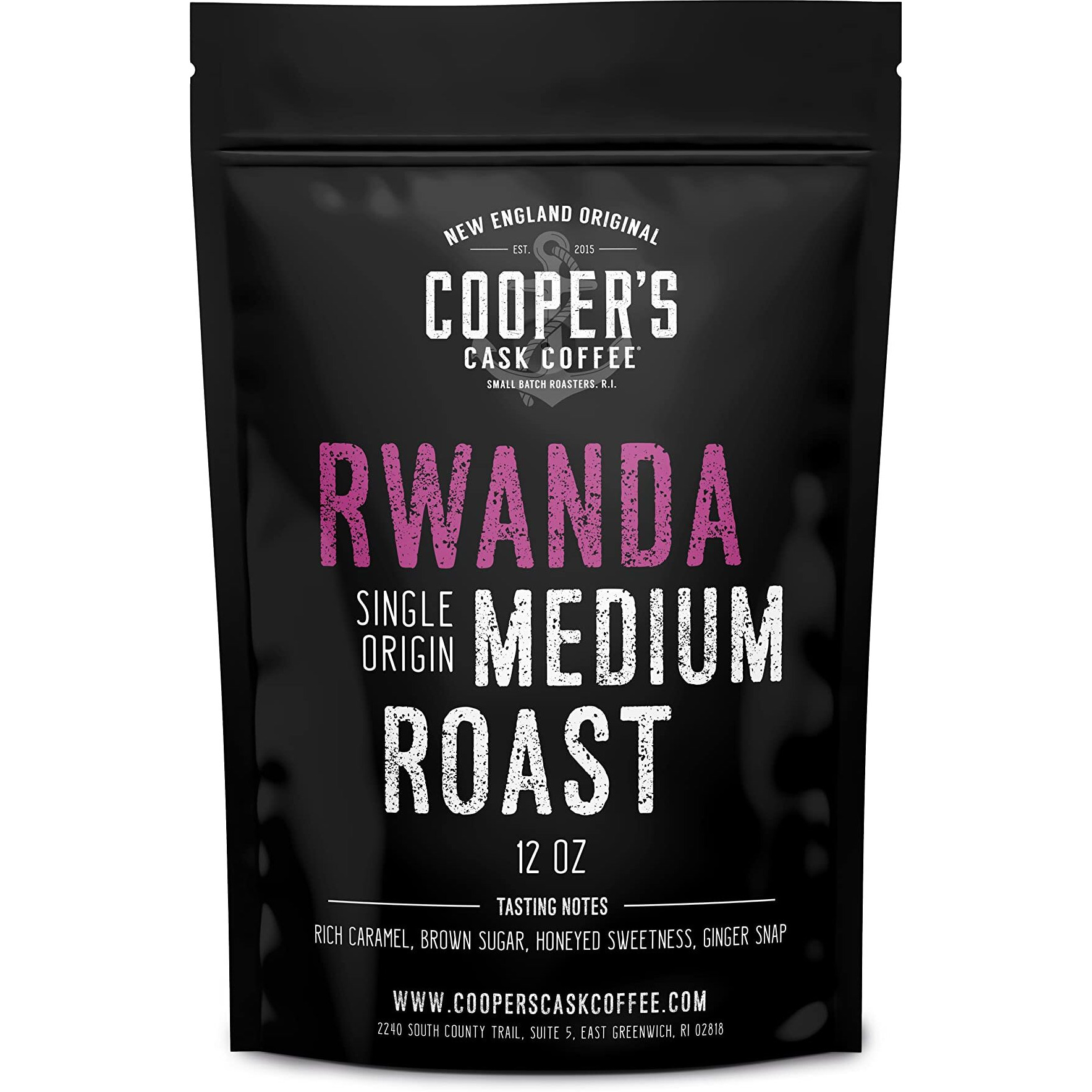 Rwanda Full Bodied Medium Roast Coffee Beans, Single Origin Whole Bean, 12 Oz Bag