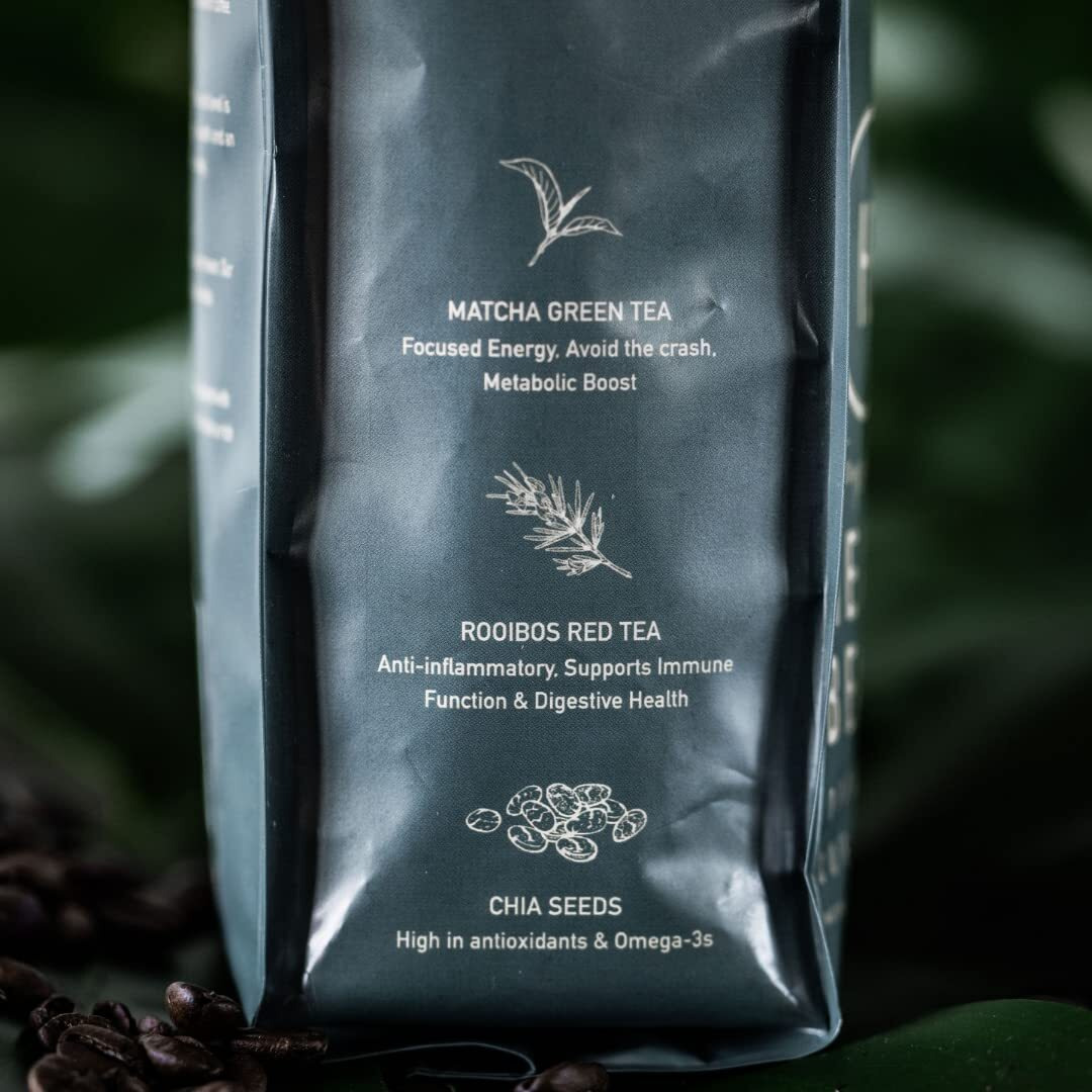 Healthy Bean Coffee - Organic Low Acid Coffee Beans, Superfood Infused Whole Bean Coffee, Clean & Healthy Coffee - Usda Organic Mold Free Coffee Beans, Mycotoxin Free Coffee - Semi-Dark Roast, 10Oz
