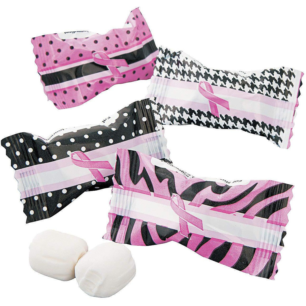 Sassy Pink Ribbon Buttermints,108 Individually Wrapped Mints, 14 Oz, Cancer Awareness Candy, Breast Cancer, Surviver And Thriver Event Candies