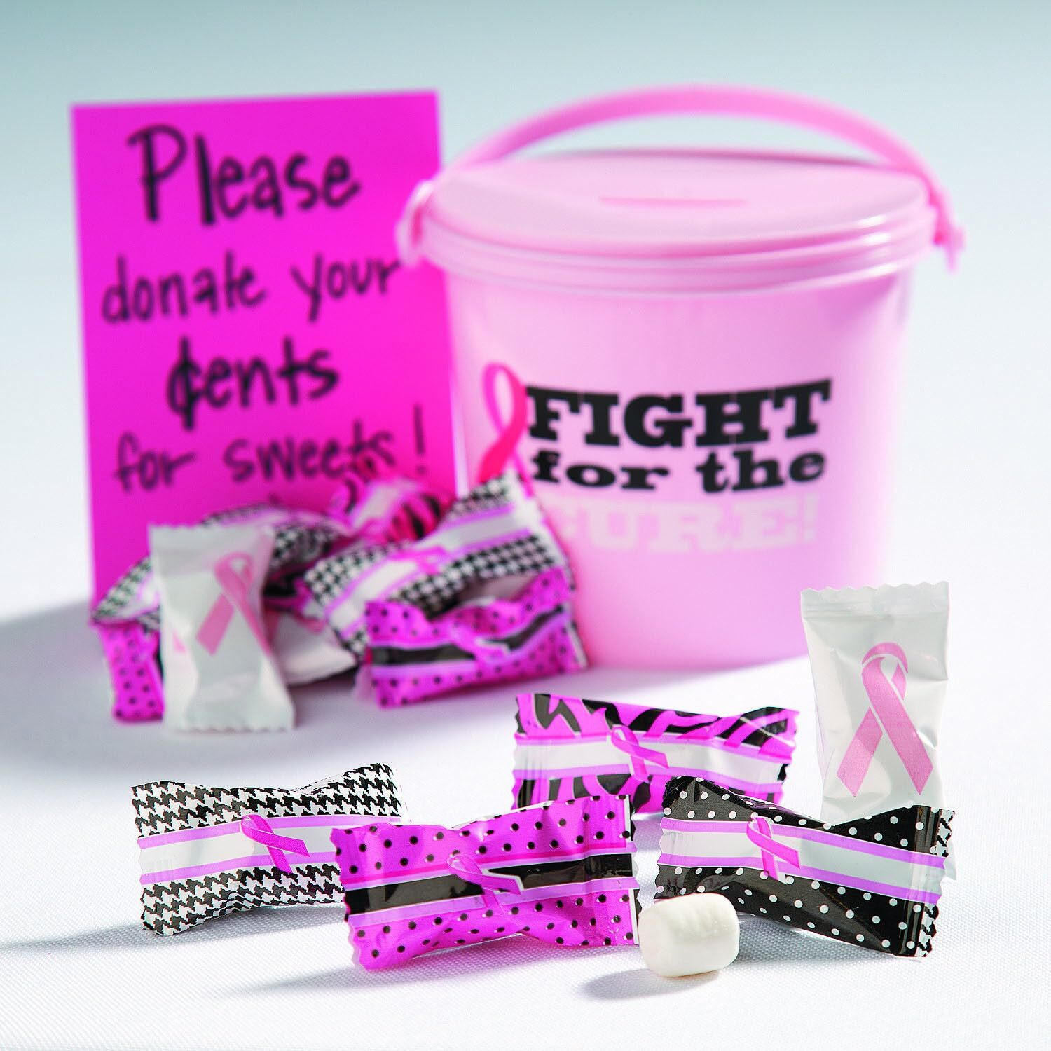 Sassy Pink Ribbon Buttermints,108 Individually Wrapped Mints, 14 Oz, Cancer Awareness Candy, Breast Cancer, Surviver And Thriver Event Candies