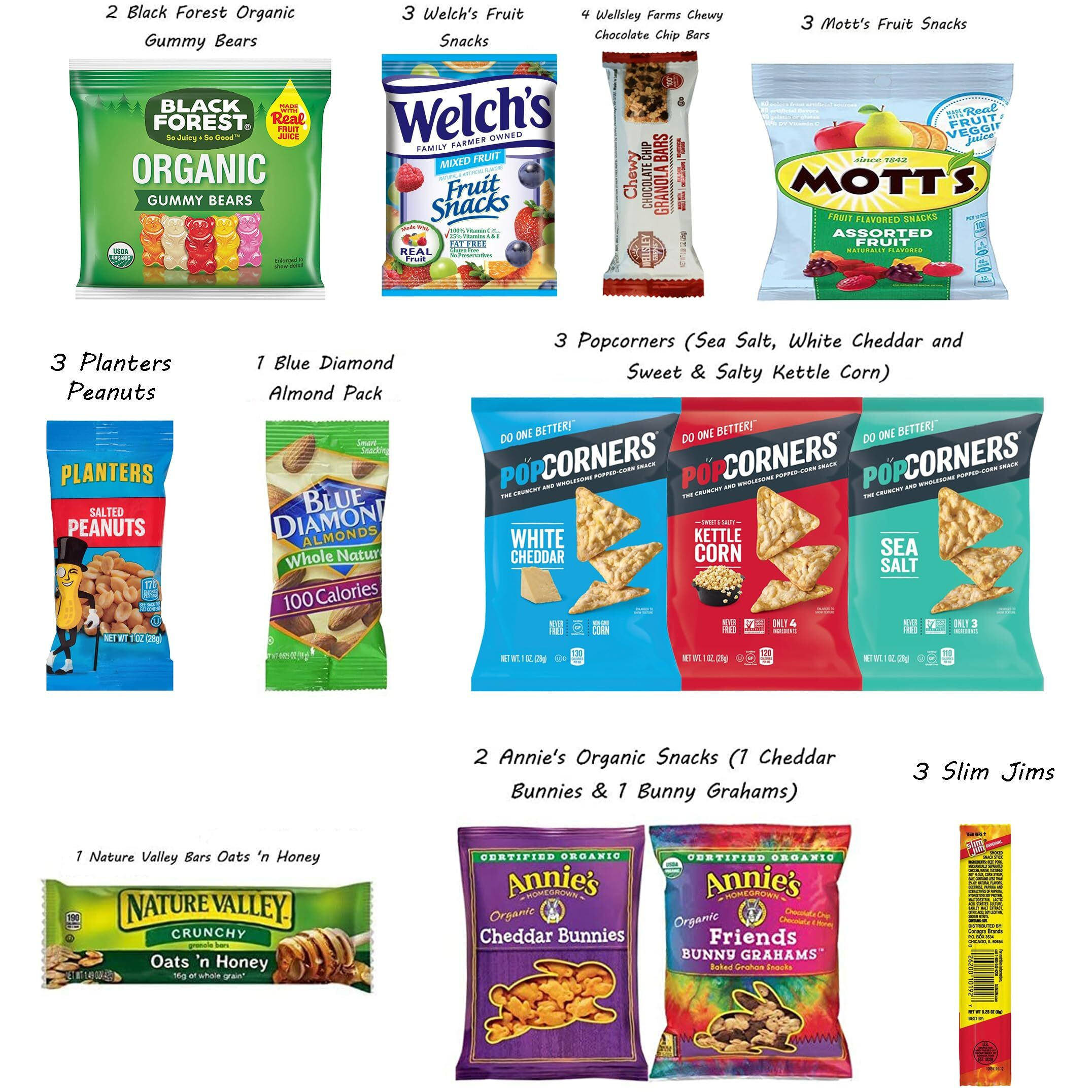 Foxy Fane 25 Count Healthy Snack Box - Premium Holiday, Christmas & New Year Gift Care Package With Variety Of Nuts, Crackers, Bars & More - Bulk Bundle Of Delicious Treats (Variety Pack Of 25 Snacks)