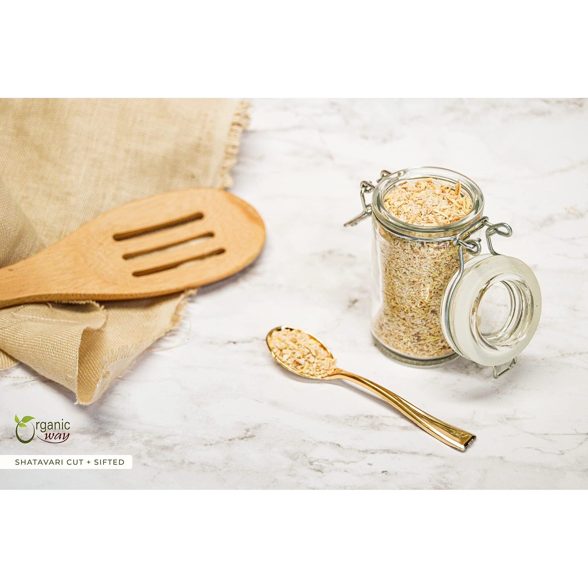 Organic Way Dried Shatavari Cut & Sifted (Asparagus Racemosus) - Organic & Kosher Certified | Raw, Vegan, Non Gmo & Gluten Free | Usda Certified | Origin - India (1Lbs / 16Oz)