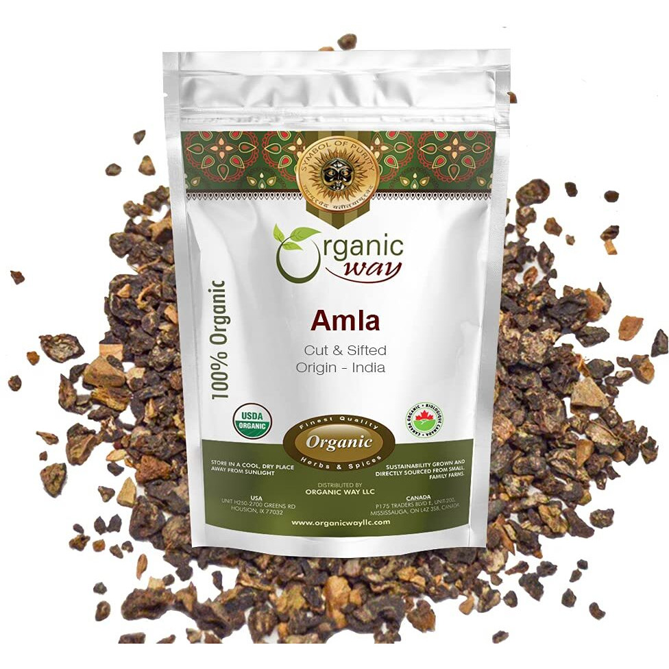 Organic Way Dried Amla/Indian Gooseberry Cut & Sifted (Phyllanthus Emblica) - Organic & Kosher Certified | Raw, Vegan, Non Gmo & Gluten Free | Usda Certified | Origin - India (1/2Lbs / 8Oz)
