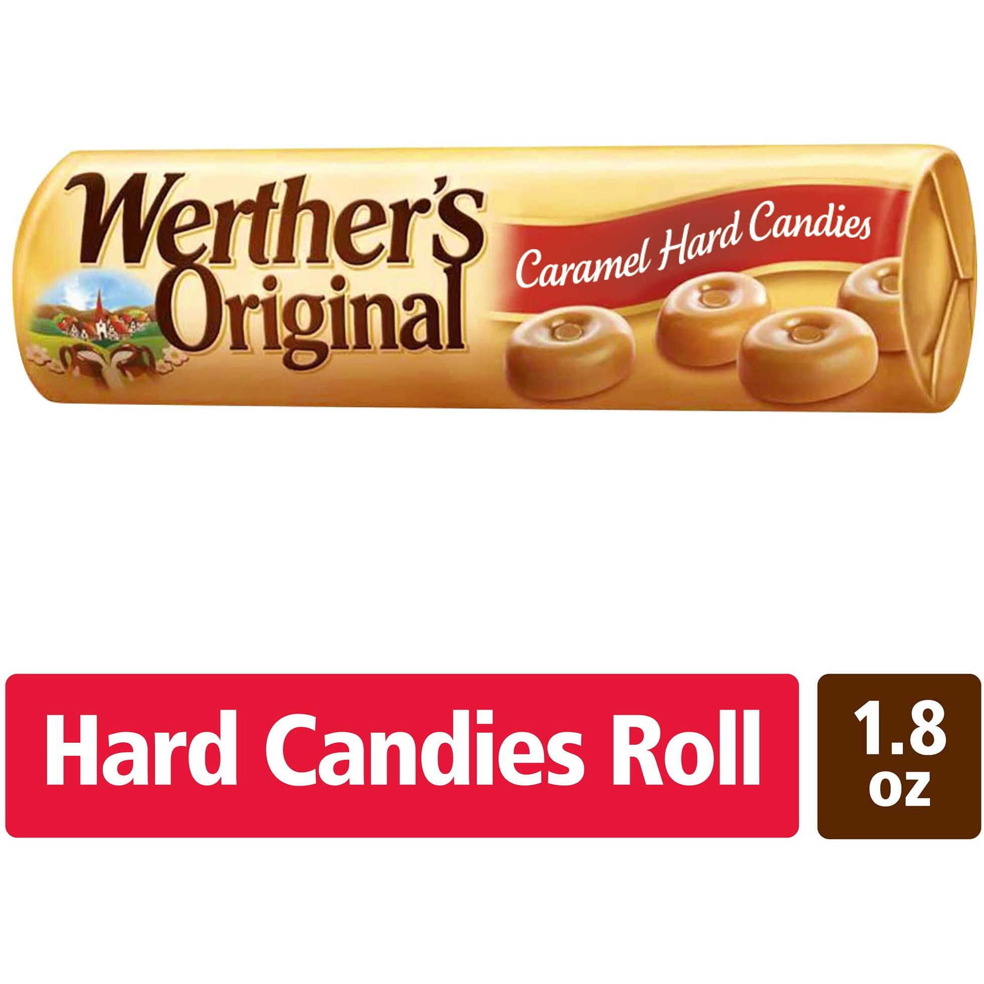 Werther's Original Hard Caramel Candy, 1.8 Oz Rolls (Pack Of 12)