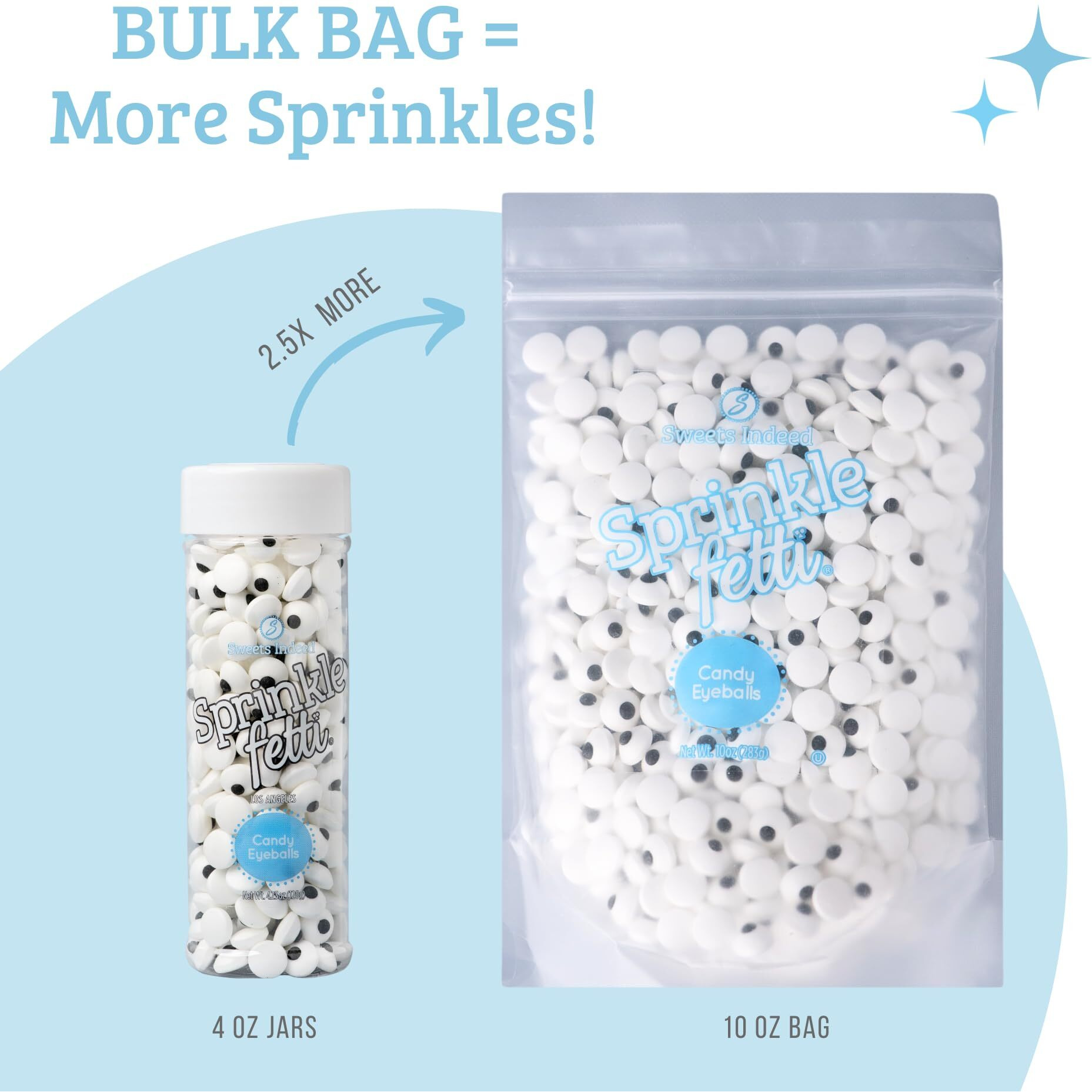 Sweets Indeed, Bulk Candy Eyeballs, 700 Eyeballs, 10 Ounce, Halloween Sprinkles, Edible Eyes, Sprinkle Mix, Perfect For Cake Decorations, Baking, Ice Cream, Cookies, Cupcake Topper (Candy Eyeballs)