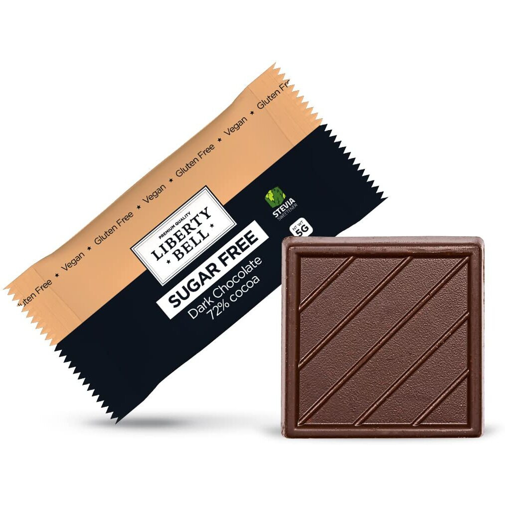 Zero Sugar Dark Chocolate Squares 72% Cocoa, Vegan, Gluten-Free, Stevia Sweetened Candy Bars, 45 Count