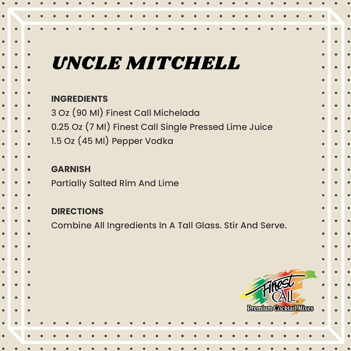 Finest Call Premium Michelada Drink Mix, 1 Liter Bottle (33.8 Fl Oz), Pack Of 3