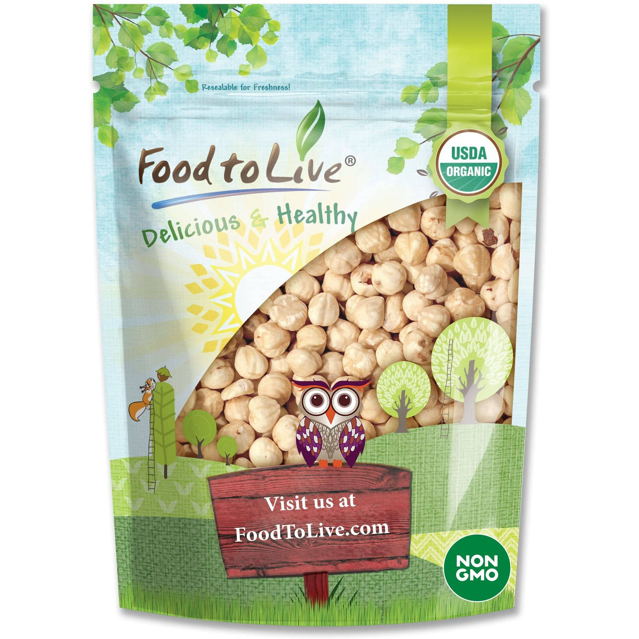 Organic Raw Blanched Hazelnuts, 2 Pounds - Non-Gmo Filberts, No Skin, Unsalted, Unroasted, Vegan, Bulk Nuts. Good Source Of Protein. Great For Desserts And Making Nut Butter