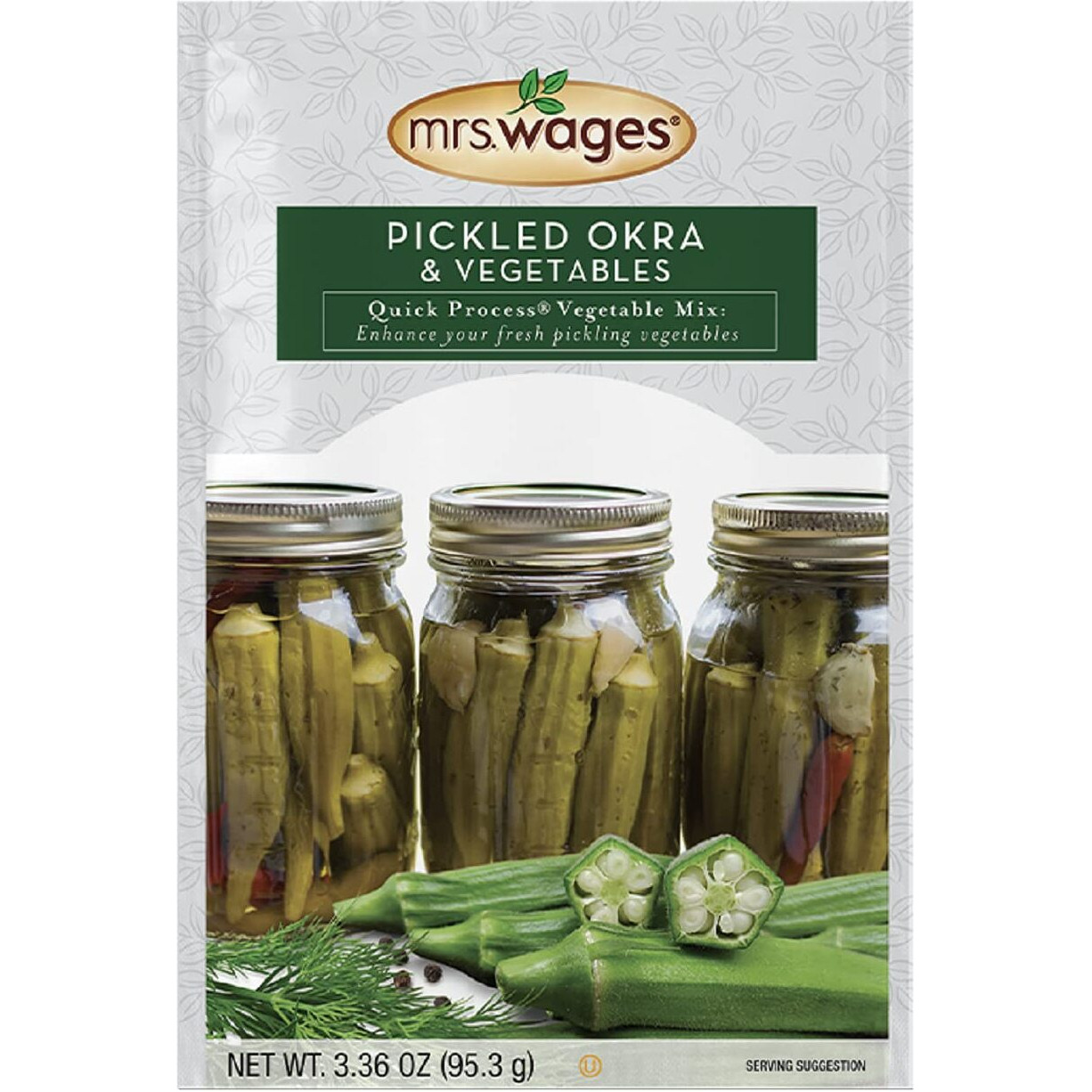 Mrs. Wages Pickled Okra And Vegetables Quick Process Mix, Quick And Easy, Simple-To-Use, Great Flavor, Enhance Pickled Vegetables, 3.36 Oz Packet (Value Pack Of 12)