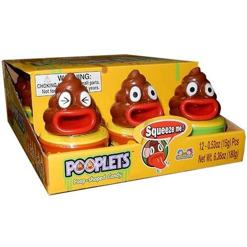 Kidsmania Pooplets Poop Emoji Shaped Candy Toy - Display Box Of 12 Count