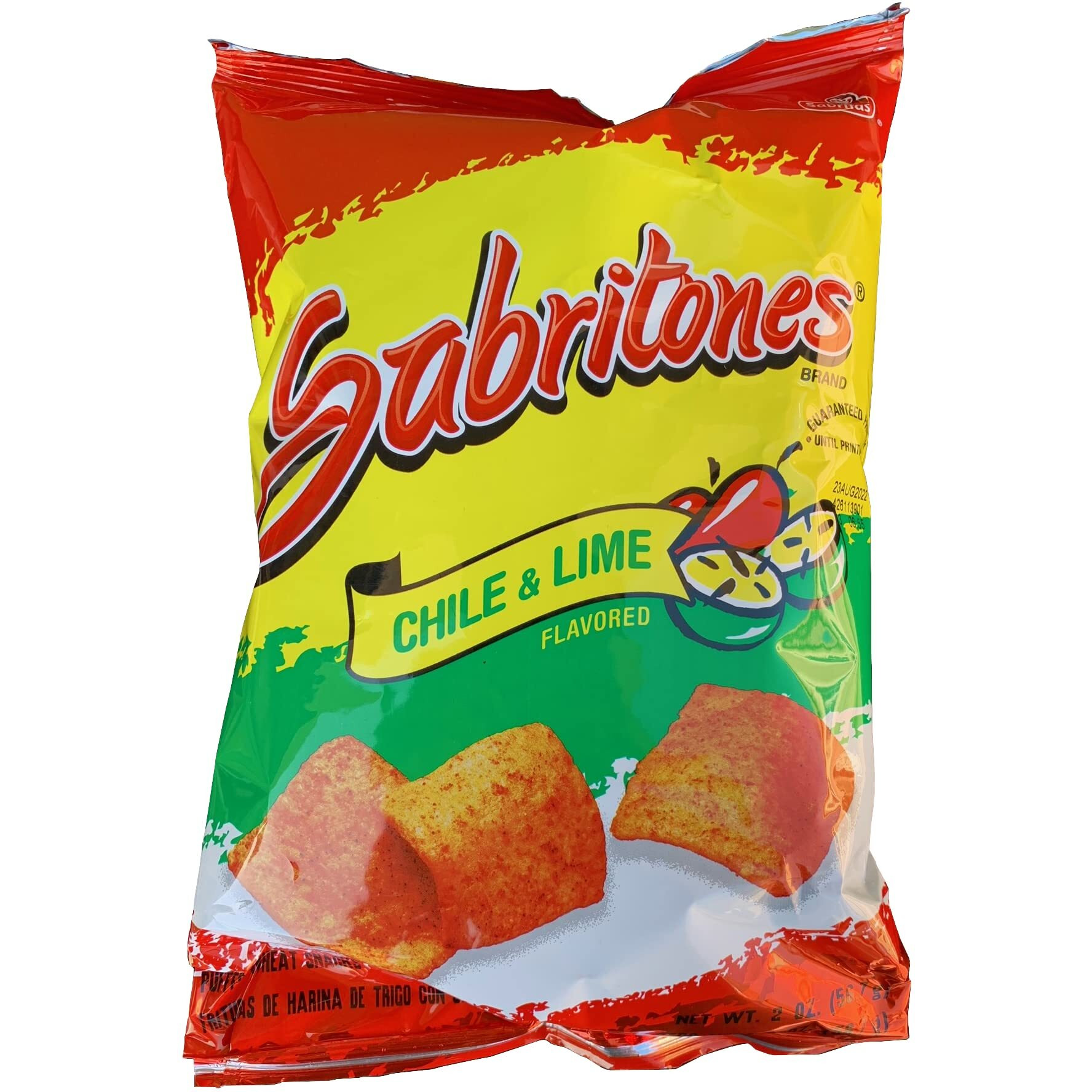 Sabritones Puffed Wheat Snack Chile & Lime, 2Oz, Set Of 3 Bags