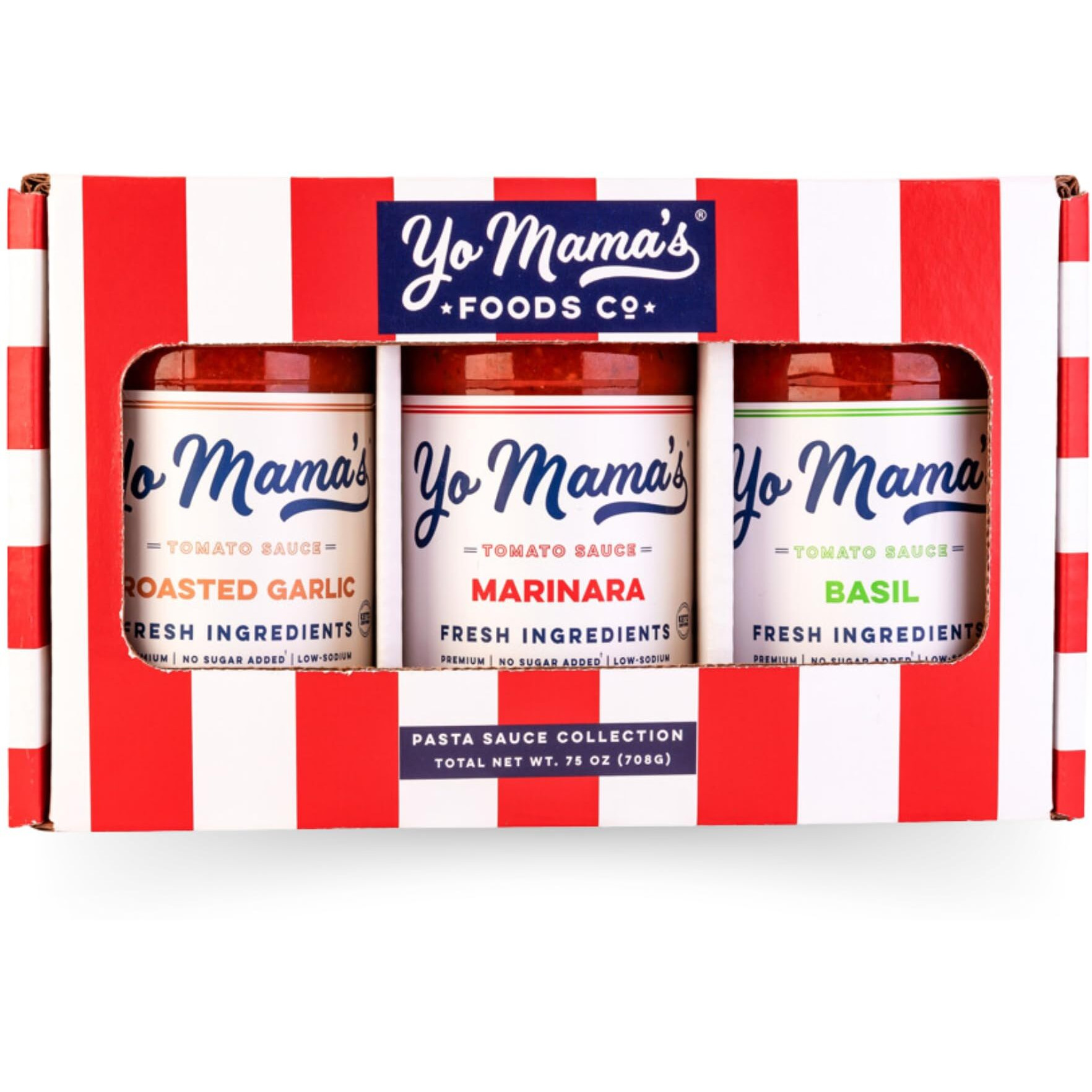 Yo Mamas Foods Gourmet Keto Gift Set And Care Package | Includes (1) Marinara Sauce (1) Tomato Basil And | (1) Roasted Garlic | Low-Sugar, Carb, Sodium, Gluten-Free, & Fresh Ingredients