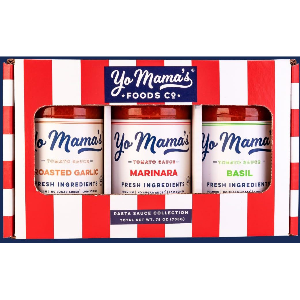Yo Mamas Foods Gourmet Keto Gift Set And Care Package | Includes (1) Marinara Sauce (1) Tomato Basil And | (1) Roasted Garlic | Low-Sugar, Carb, Sodium, Gluten-Free, & Fresh Ingredients
