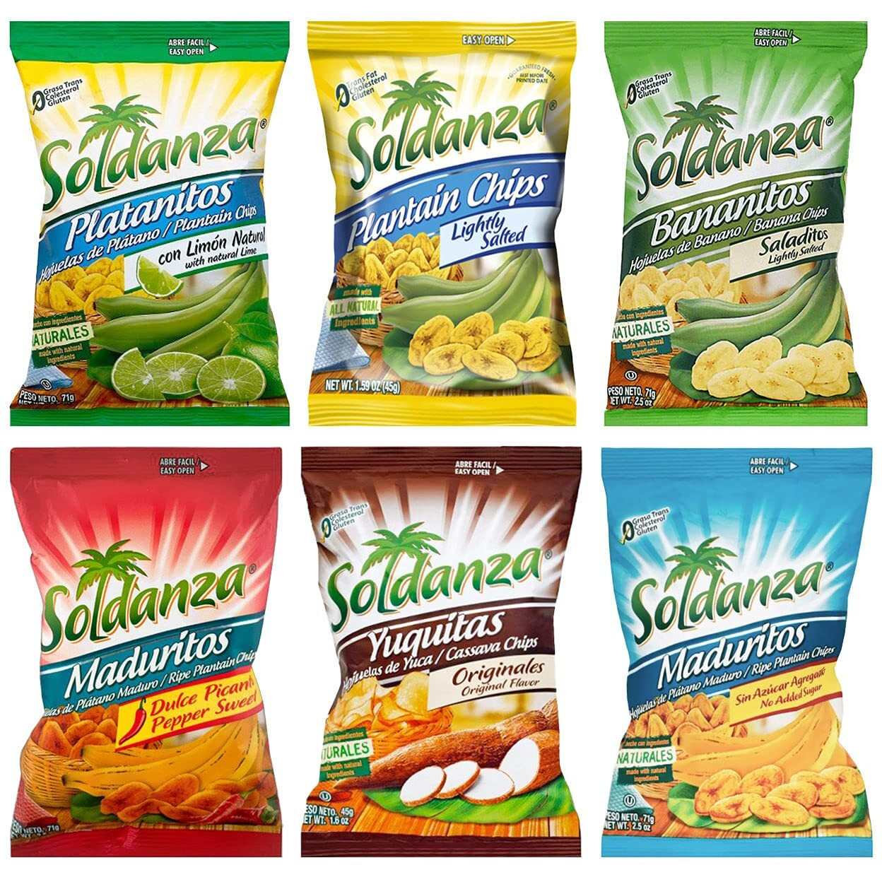Journey Of Snacks "&quotInternational Snack"" Soldanza Plantain Chips Variety Pack 2.5Oz (Pack Of 6) (6 Mix)