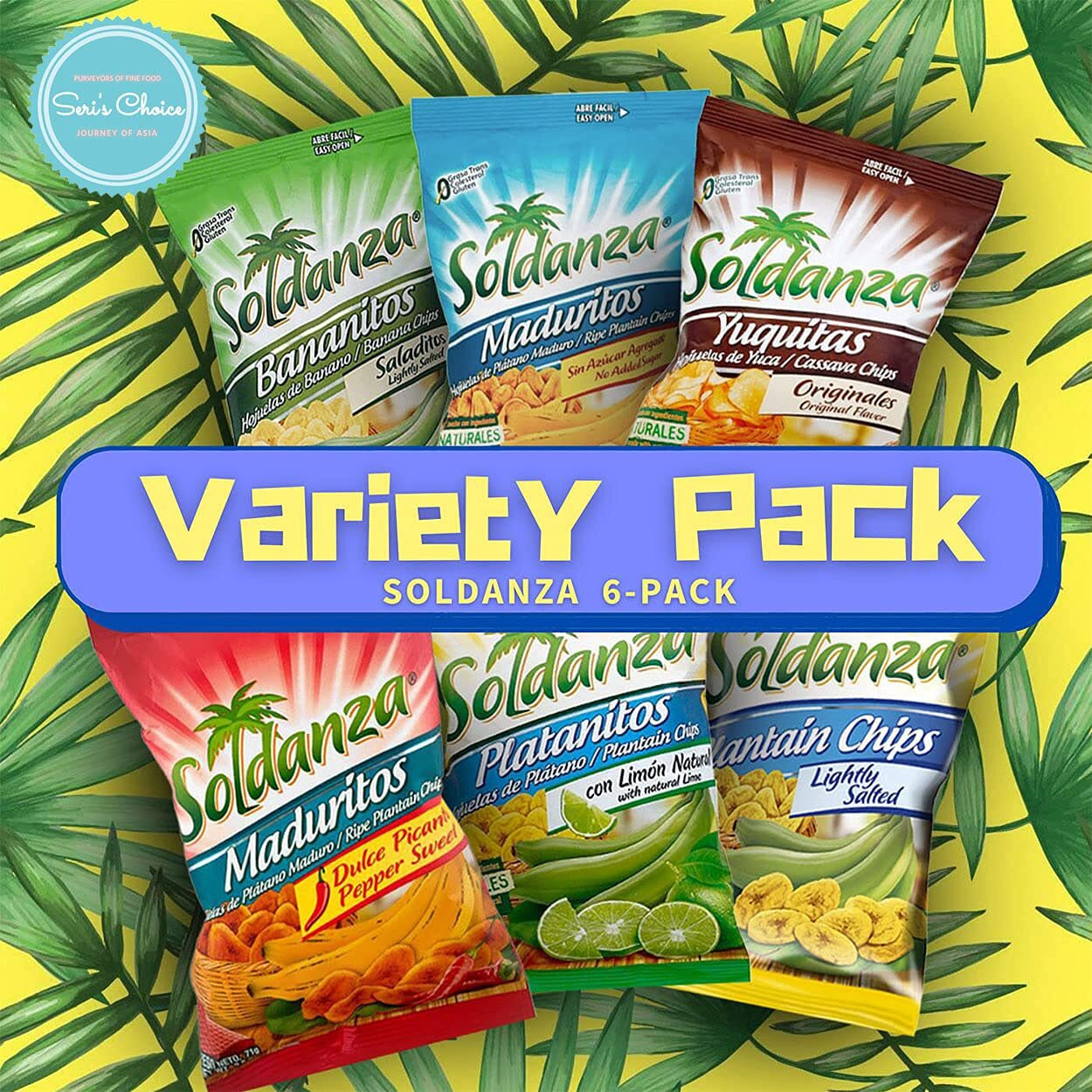 Journey Of Snacks "&quotInternational Snack"" Soldanza Plantain Chips Variety Pack 2.5Oz (Pack Of 6) (6 Mix)