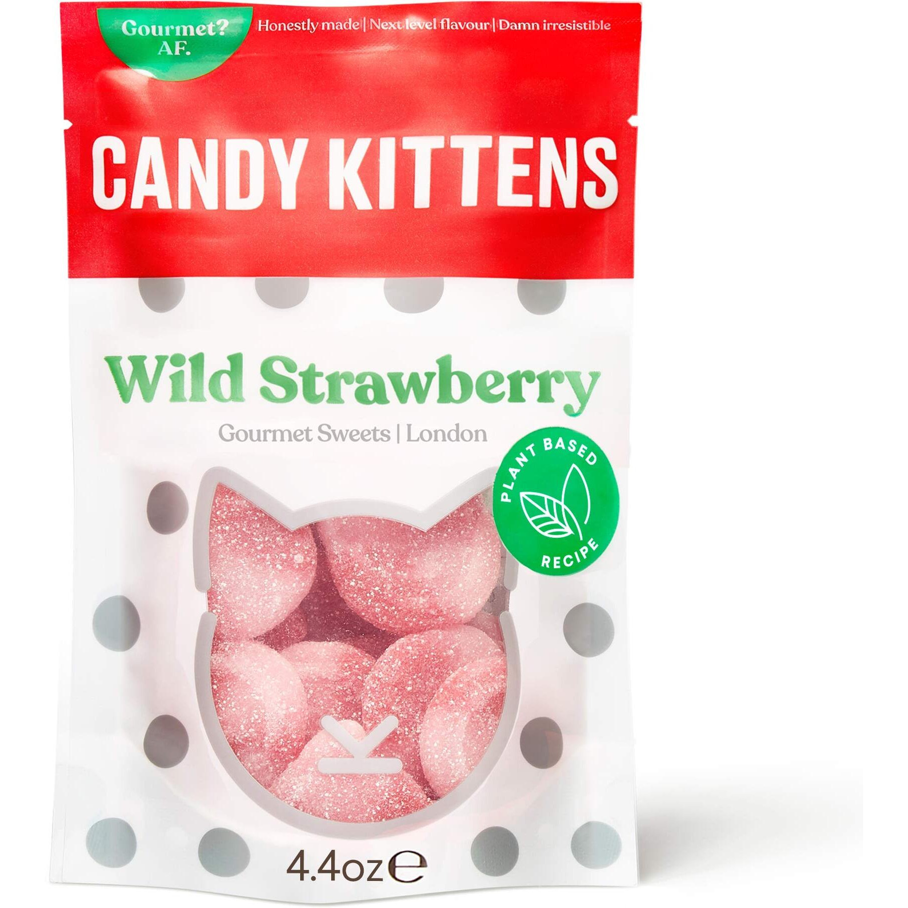 Candy Kittens Wild Strawberry Plant-Based Candy - Palm Oil Free, No Artificial Colors Or Sweeteners, Natural Fruit Flavour Candy - Gummy Chewy Gourmet Sweets, 4.4 Ounce (Pack Of 1)