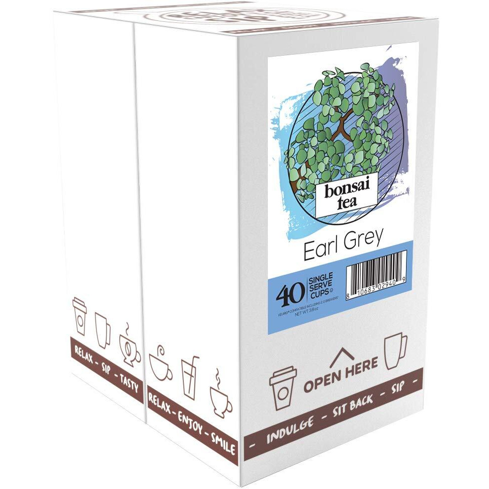 Bonsai Tea Co. Earl Grey Single Serve Tea Pods, Compatible With K Cup Brewers Including 2.0, Sweet And Floral Bergamot Flavor With Full-Bodied Black Tea, 40 Count Single Serving Cups
