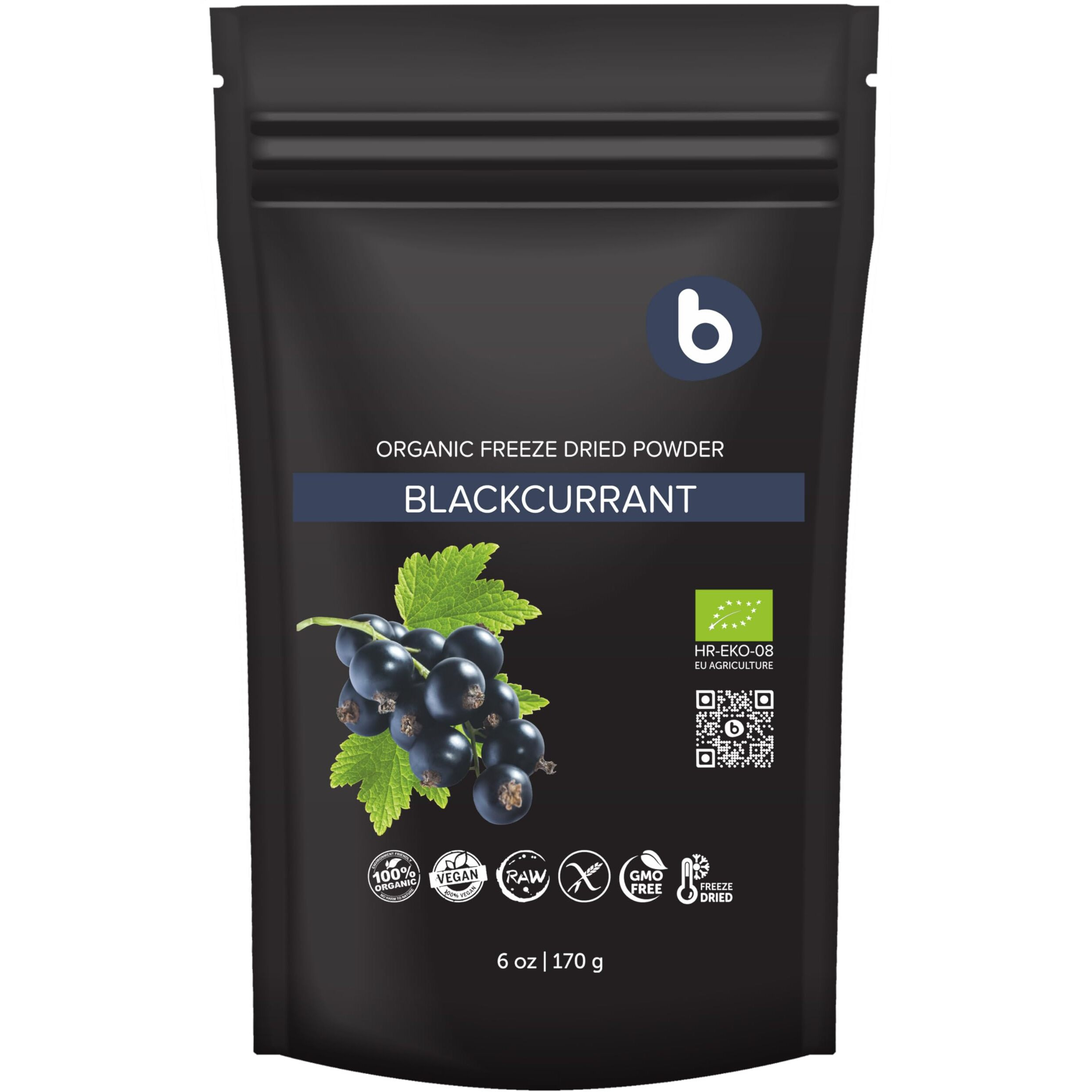 Organic Black Currant Powder From Freeze Dried Black Currants, High In Anthocyanins & Vitamins, For Smoothies, Baking And Flavoring, 6Oz