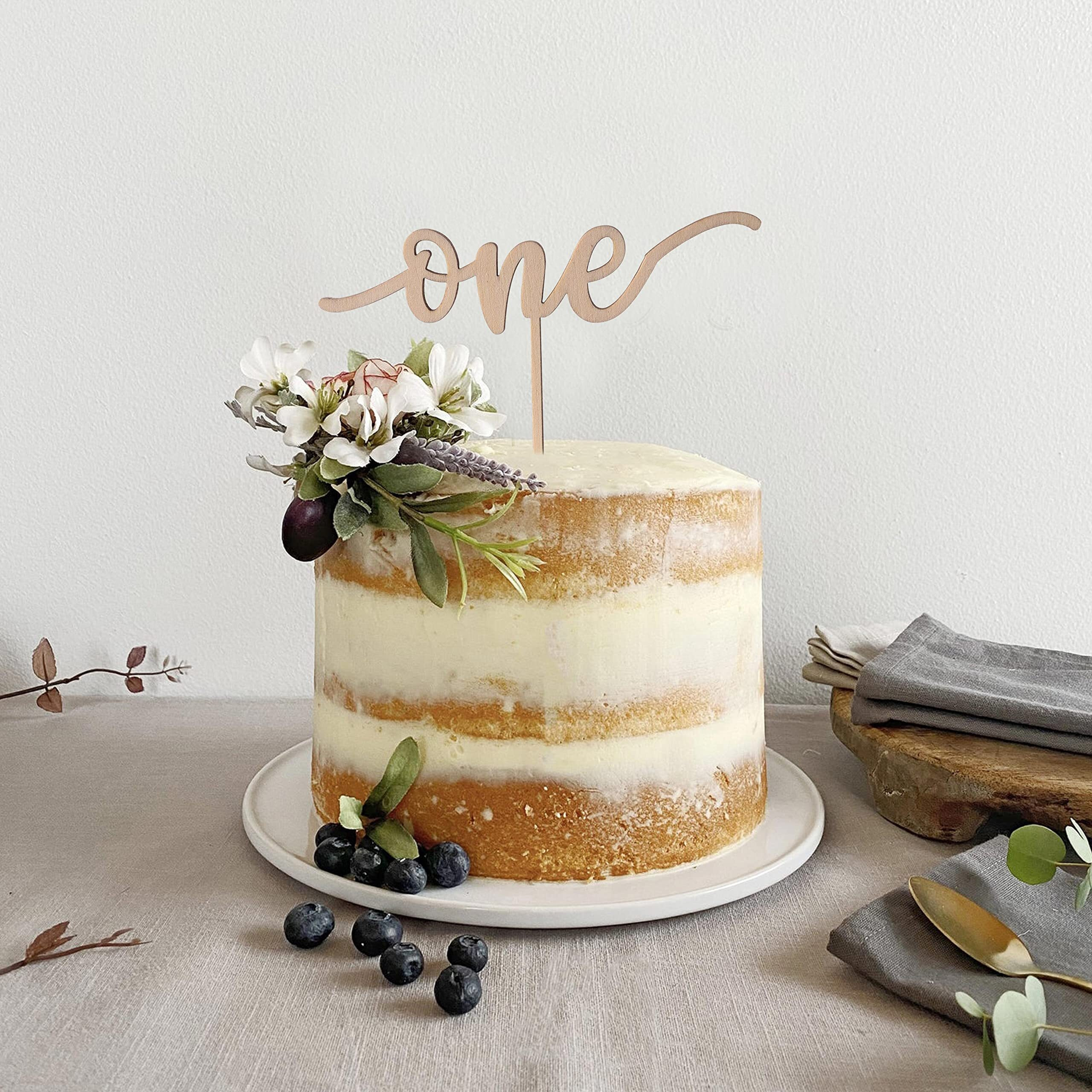 Wood Cake Toppers One Year Sign - Birthday Cake Topper Decorations, Rustic Wood, Smash Cake Topper, Birthday Cake For Photo Booth Props, Cake Decorating Supplies, First Anniversary.