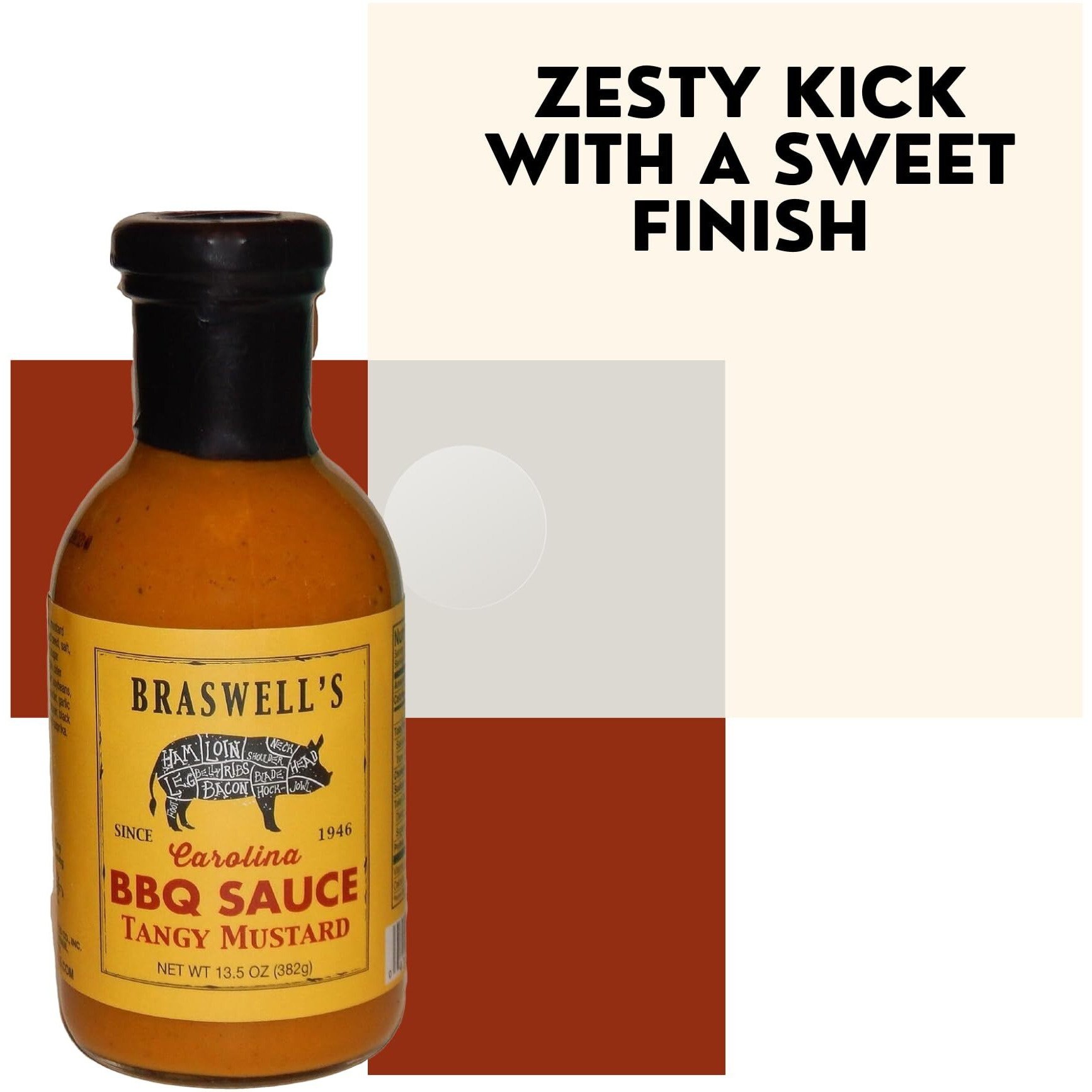 Braswell Sauce Barbeque Tangy Mustard, 13.5 Oz