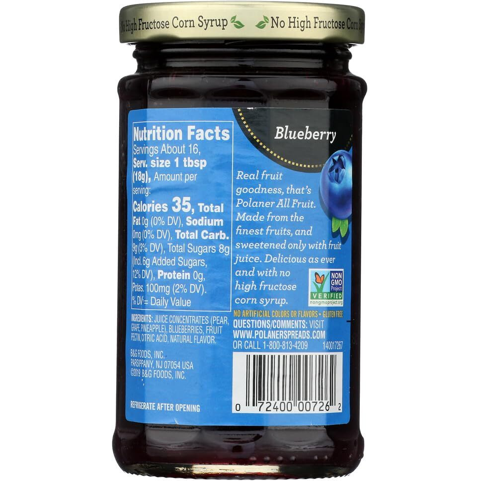 Polaner All Fruit With Fiber Blueberry Spreadable Fruit 10 Oz