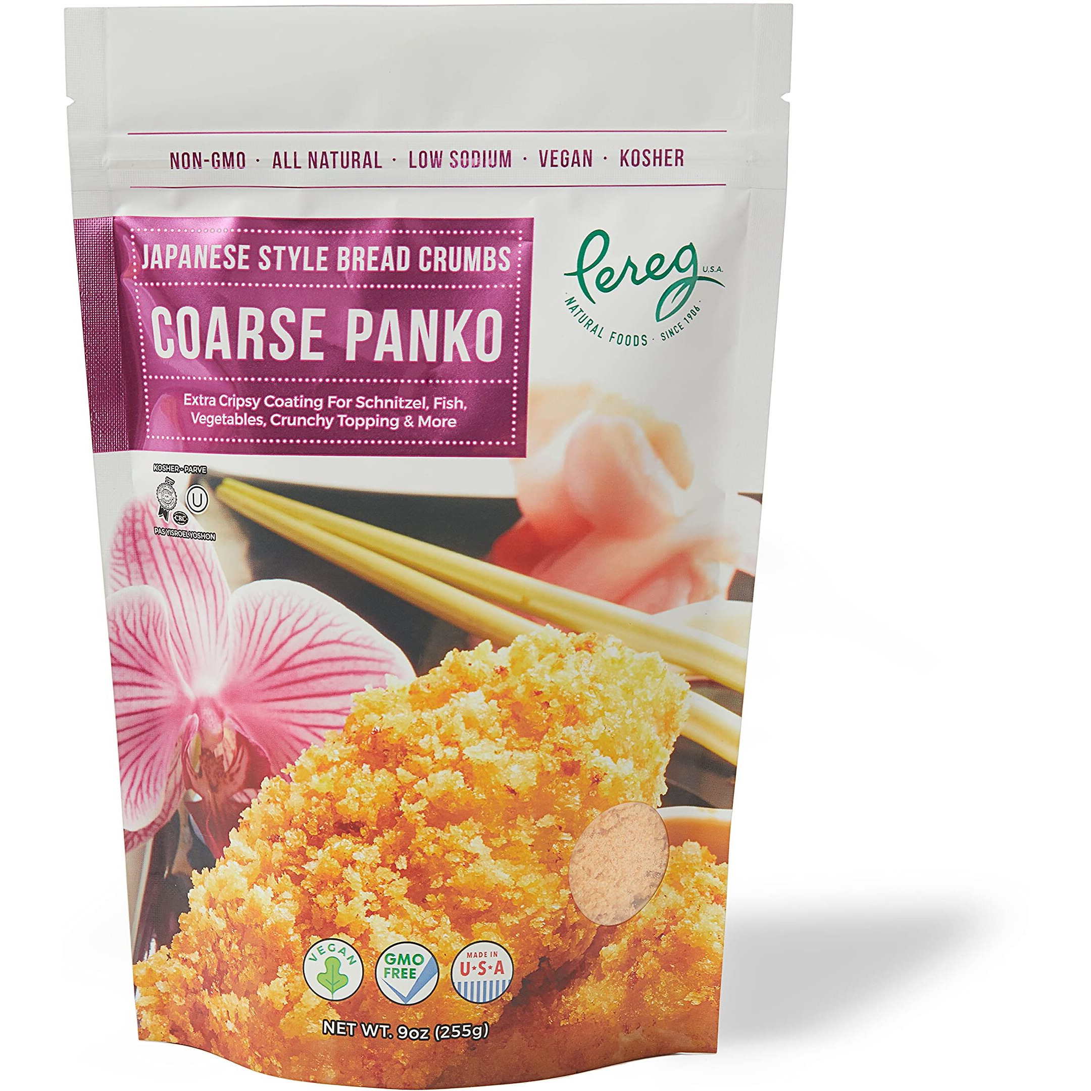 Pereg Coarse Japanese Panko Bread Crumbs (9 Oz) - Breadcrumbs With Coarse Crispy Texture - For Crunchy Coating & Stuffing - Schnitzel, Vegetables, Seafood, Chicken, Meatballs