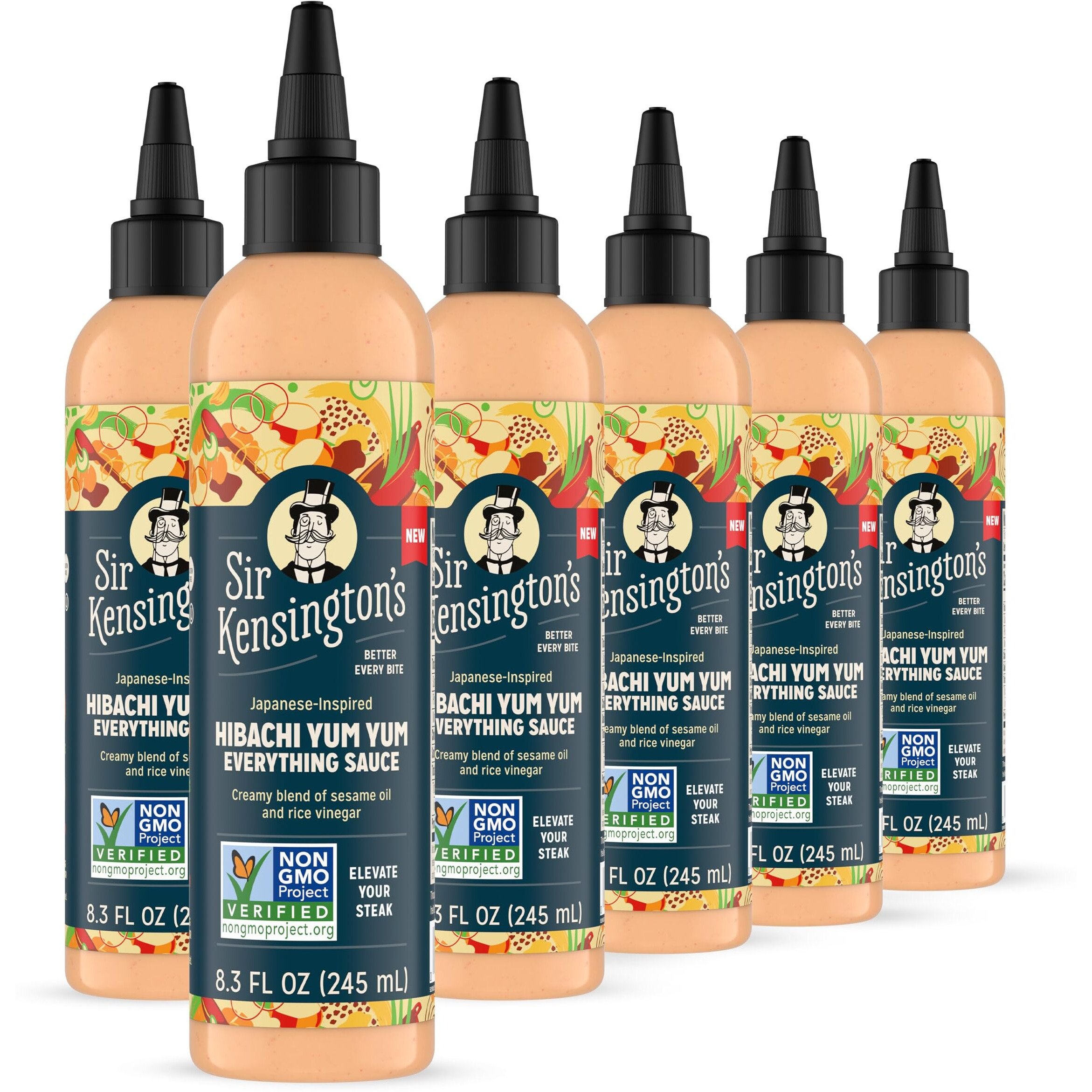 Sir Kensington's Everything Sauce Hibachi Yum Yum Sauce, 6 Pk For Dressing, Dipping & Drizzling, Non-Gmo, Certified Humane, Keto, Gluten Free, Kosher & Dairy Free, 8.3 Oz,