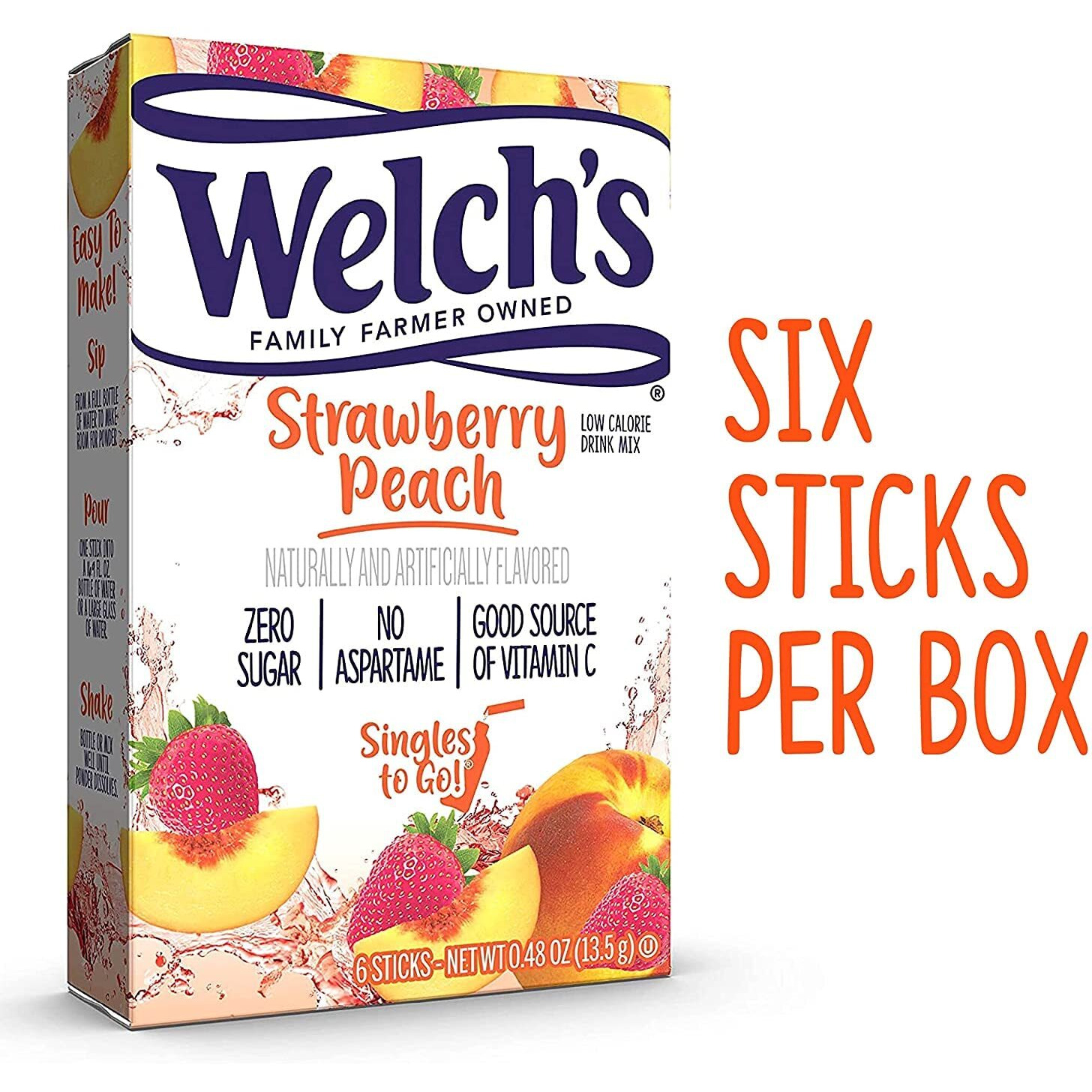 Welch's Strawberry Peach Singles To Go Drink Mix, 0.48 Oz (Pack Of 16)