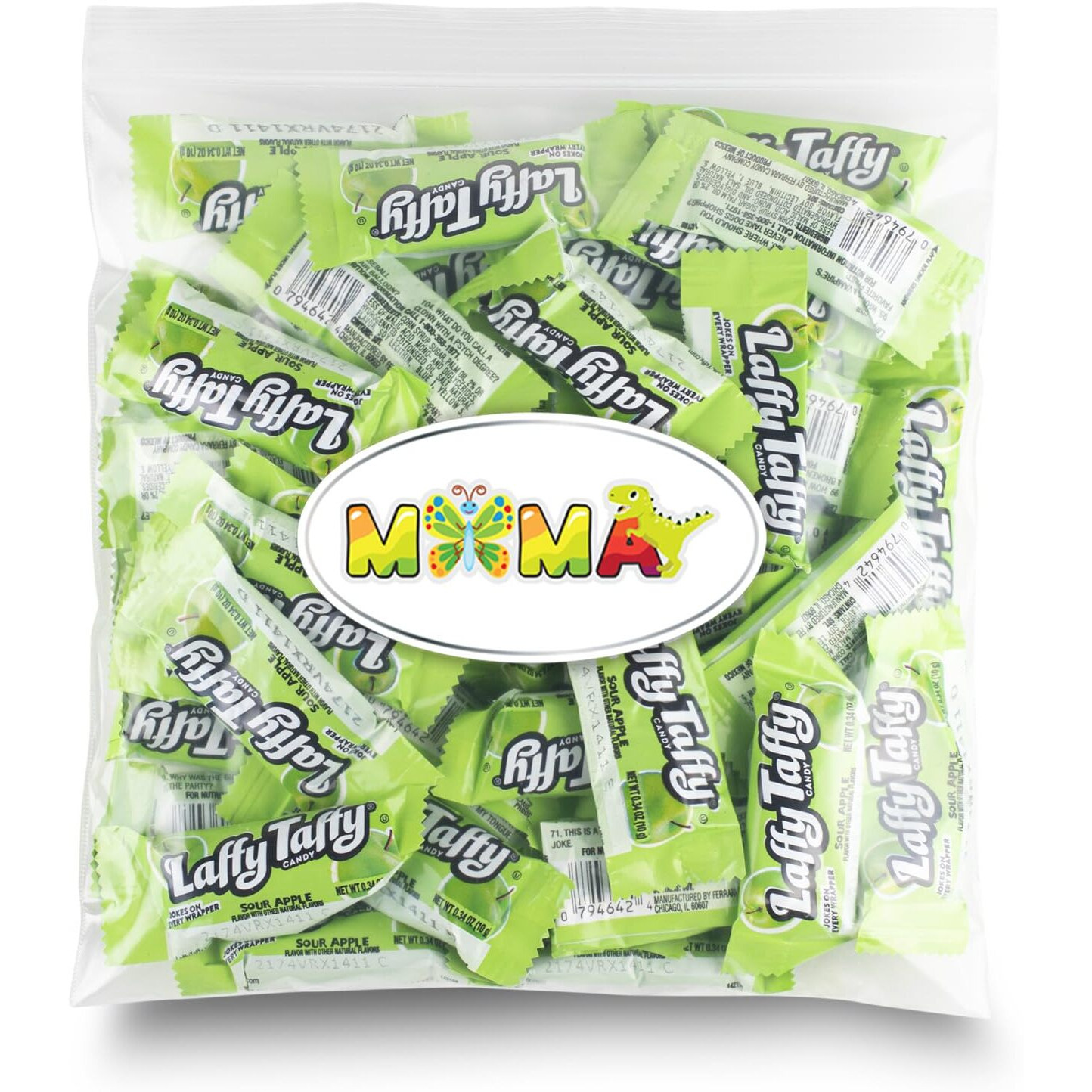 Laffy Taffy Gluten-Free Tangy Halloween Candy - (3Lb) Sour Green Apple Deliciously Stretchy Candy For Snacking And Sharing - Taffy Candy Individually Wrapped
