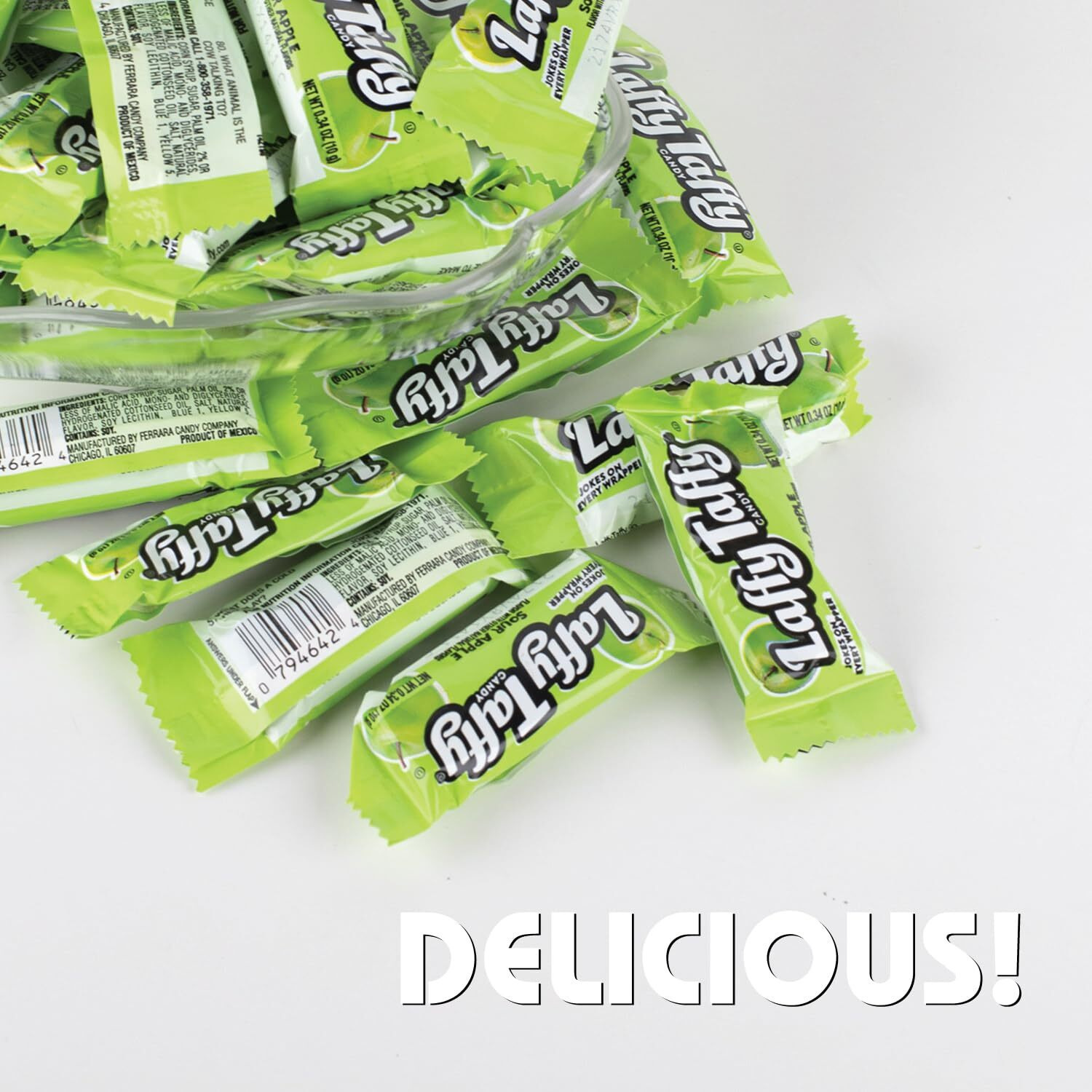 Laffy Taffy Gluten-Free Tangy Halloween Candy - (3Lb) Sour Green Apple Deliciously Stretchy Candy For Snacking And Sharing - Taffy Candy Individually Wrapped