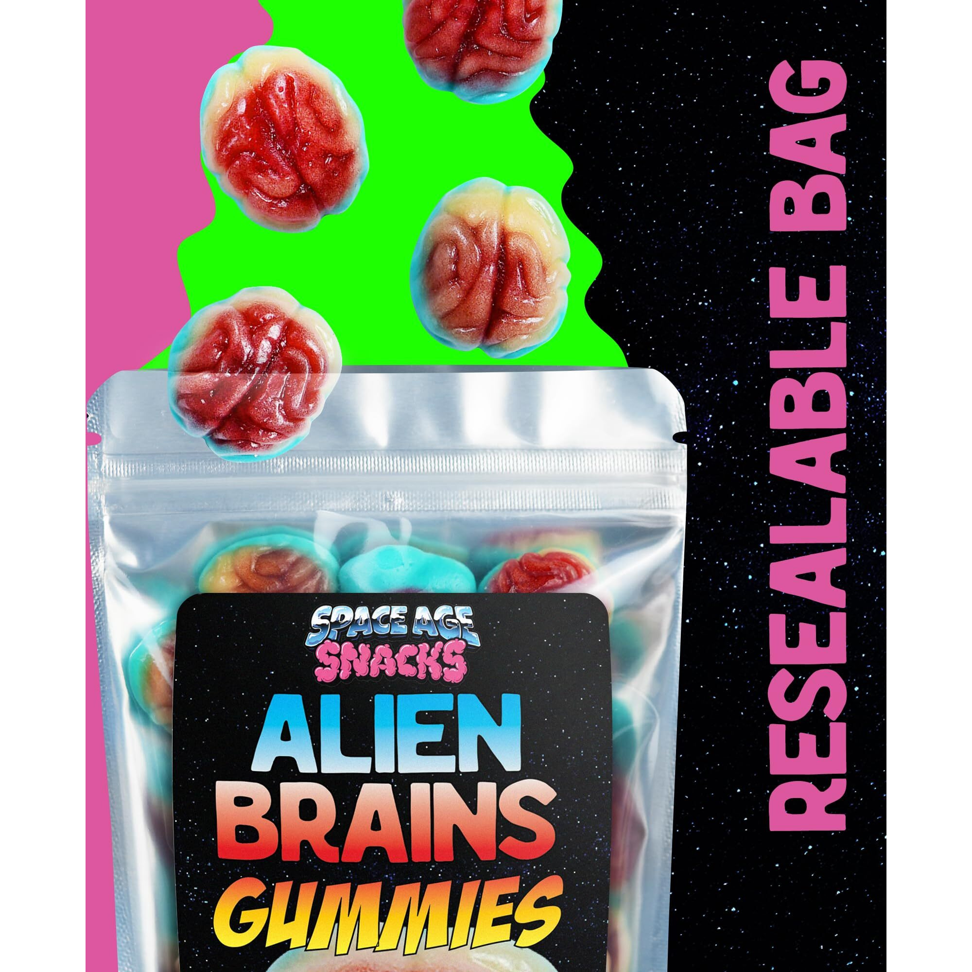 Alien Gummy Brains - 10 Ounces Of Gummy Halloween Candy For Halloween Themed Candy Occasions - Spooky Candy Halloween Gummies For Halloween Food - Halloween Gummy Candy Body Part Gummies For All Ages