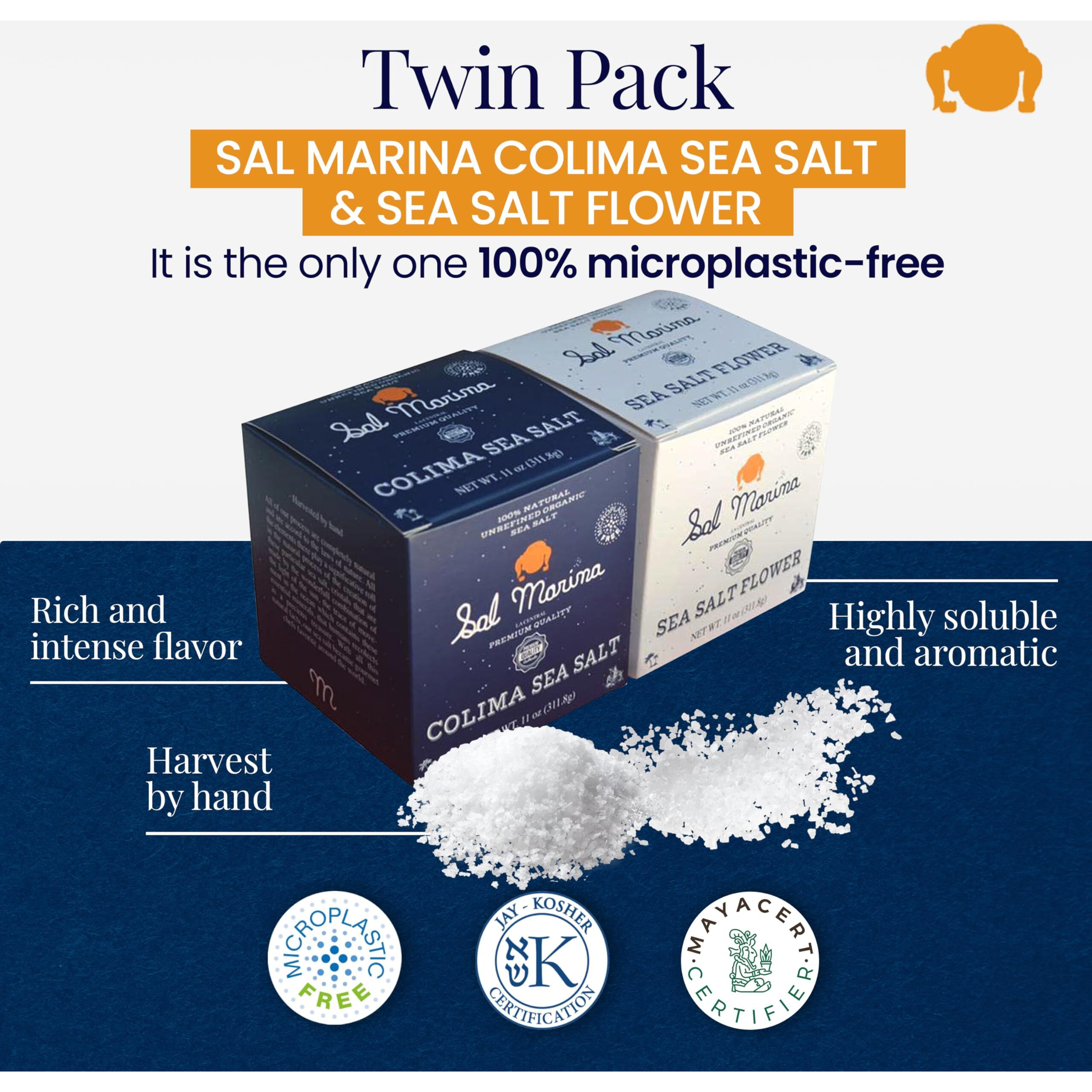 Sal Marina | Sea Salt & Sea Salt Flower 11Oz | Kosher Salt 100% Natural - Vegan Gluten Free Organic Table Salt Seasoning Food