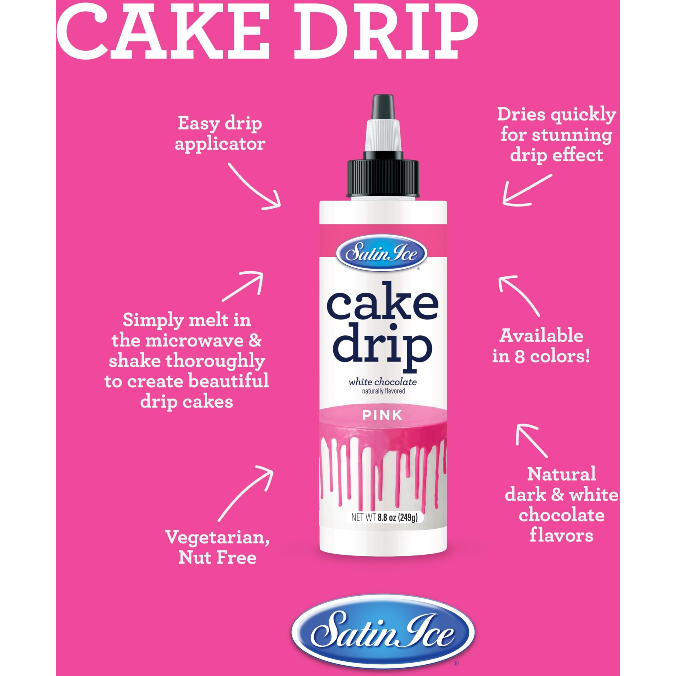 Satin Ice Cake Drip, Pink, 8.8 Ounce